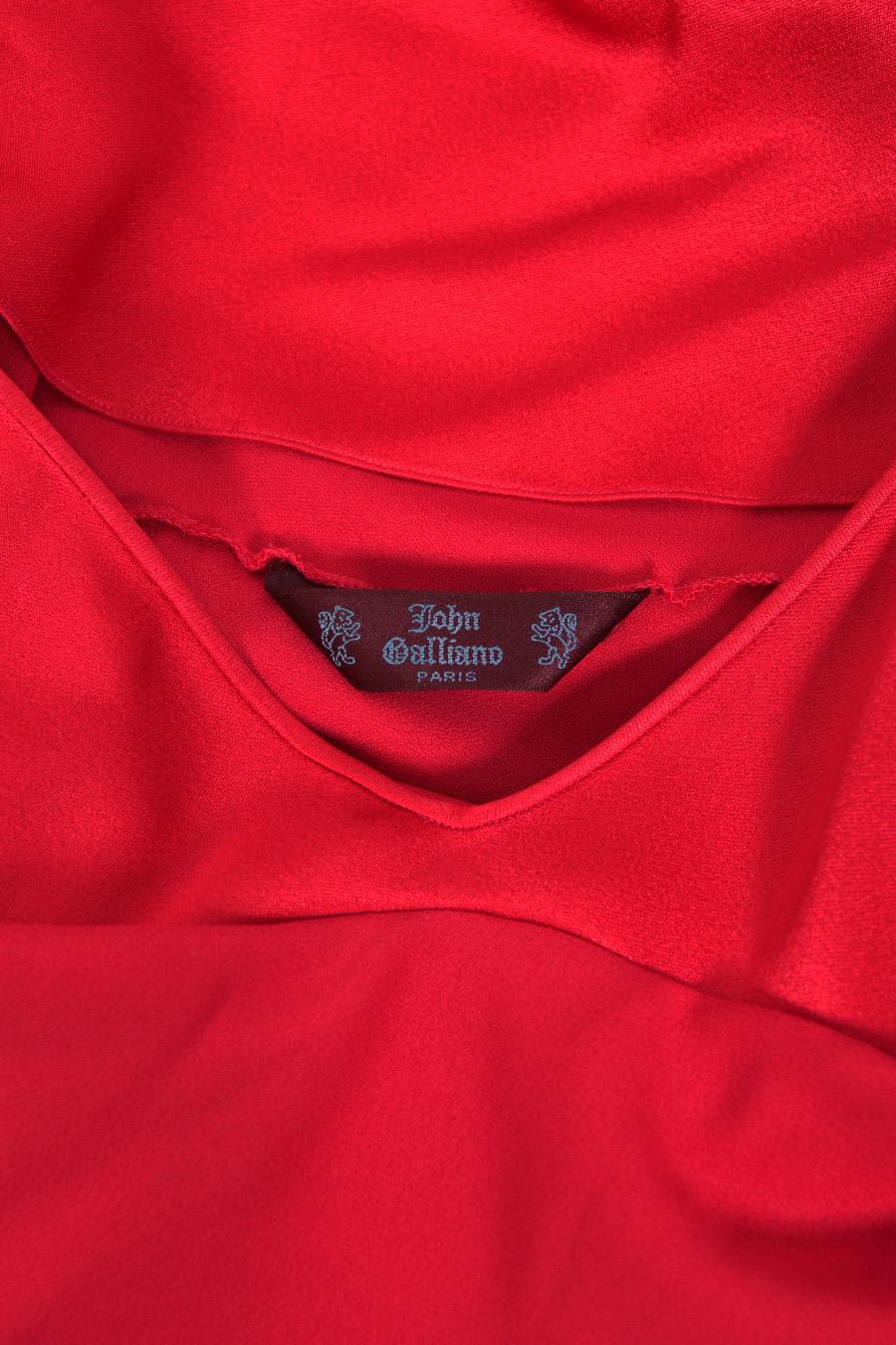Rare 1994 John Galliano Ruby Red Off Shoulder Bias-Cut Gown Worn by Raquel Welch 16