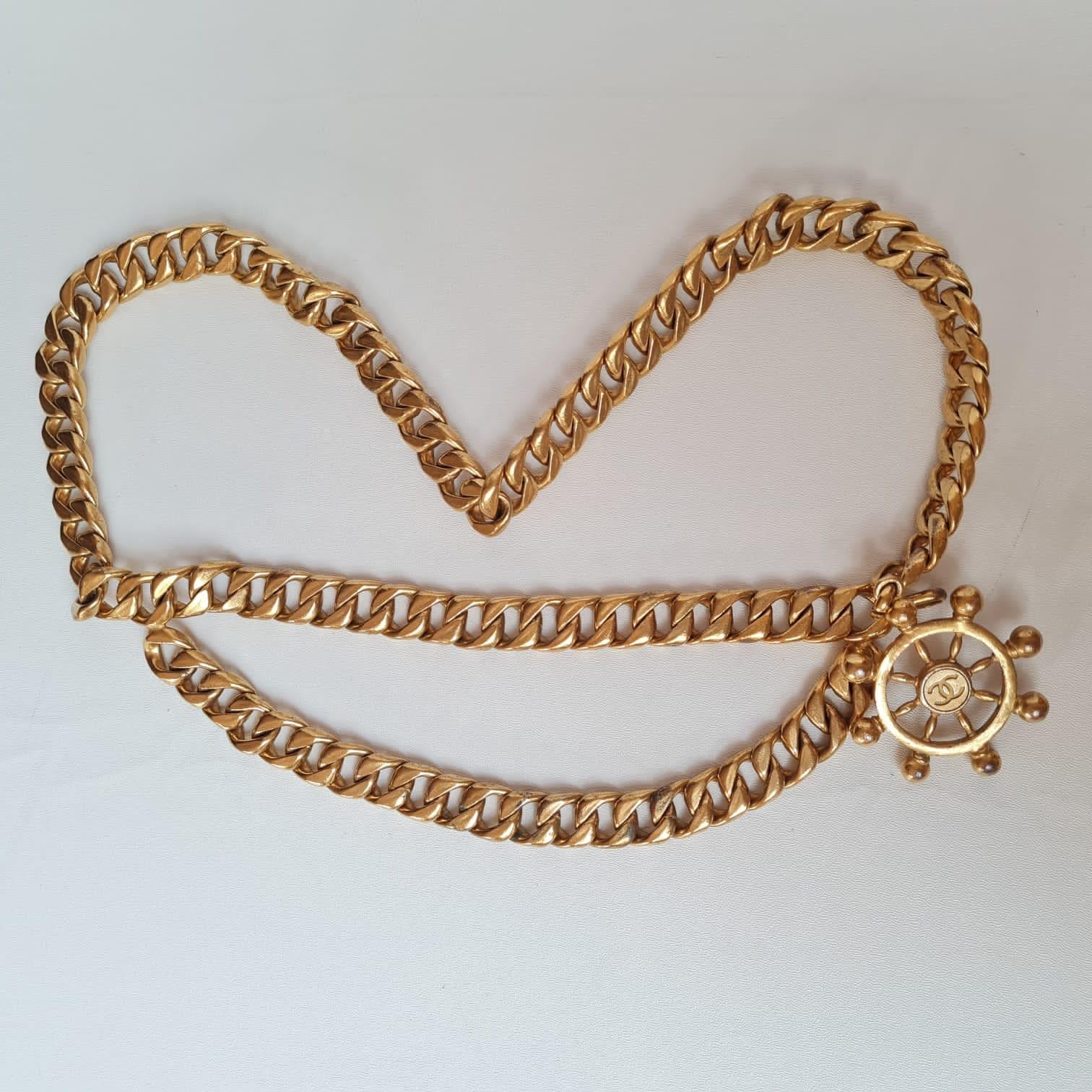 Rare vintage sailor gold waist belt from 1994 collection. In good condition overall, with light tarnishing on the hardware due to storage. Comes as it is. Length is 100 cm, adjustable.