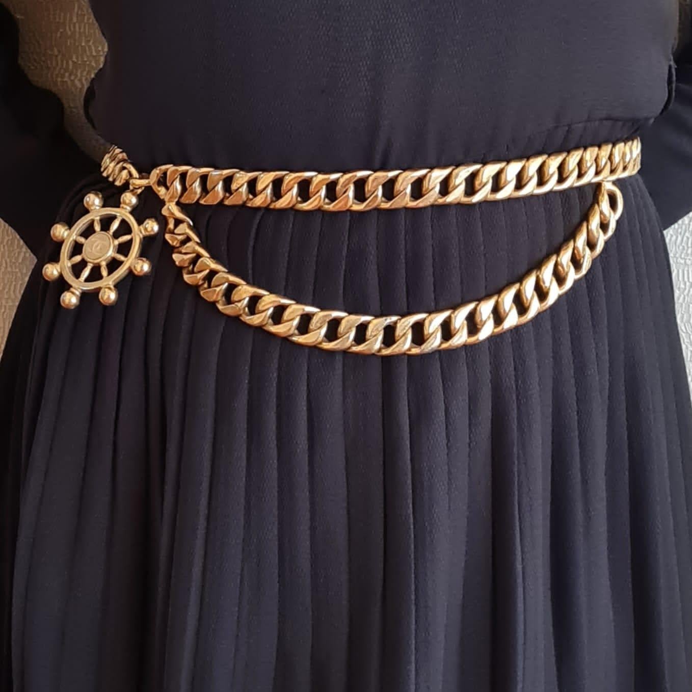 gold layered chain belt