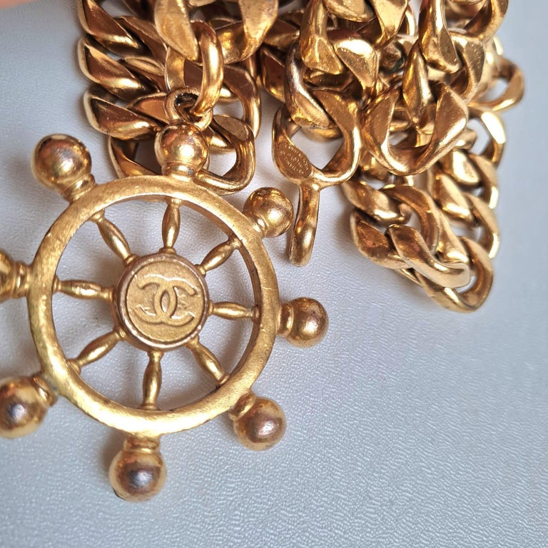 Rare 1994 Vintage Chanel 24K Gold Layered Sailor Chain Belt For Sale at  1stDibs