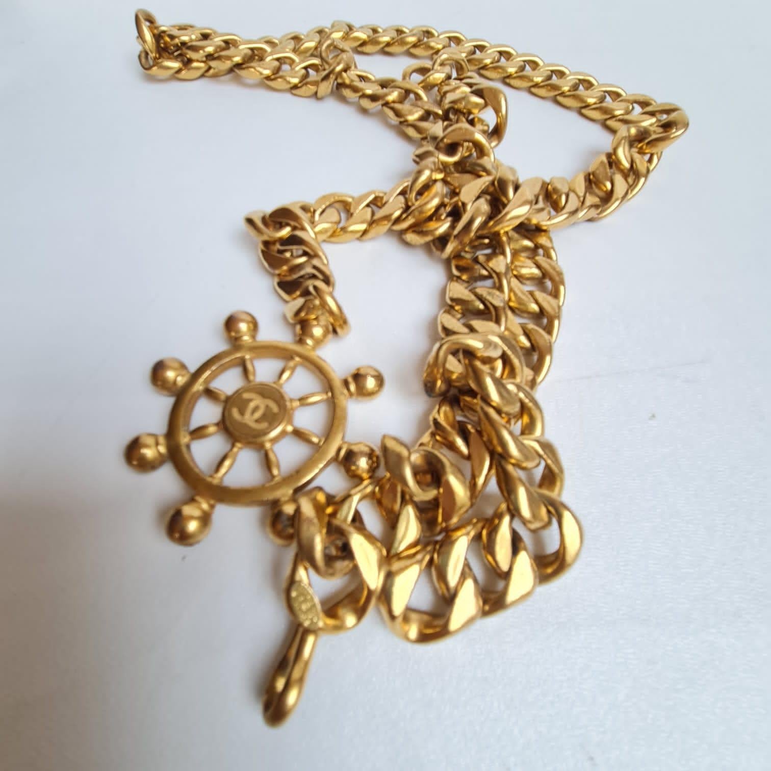 Rare 1994 Vintage Chanel 24K Gold Layered Sailor Chain Belt 1