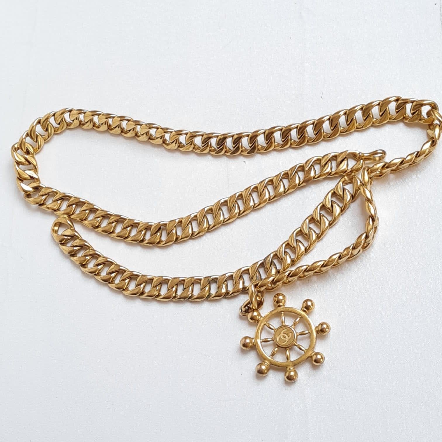 Rare 1994 Vintage Chanel 24K Gold Layered Sailor Chain Belt 3