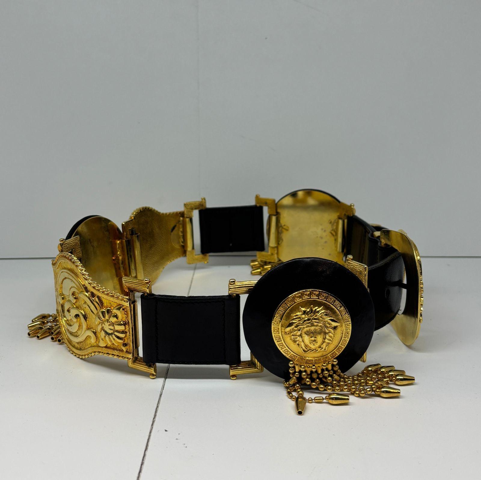 Rare 1995 Gianni Versace Fringe Medusa Bondage Belt For Sale 6