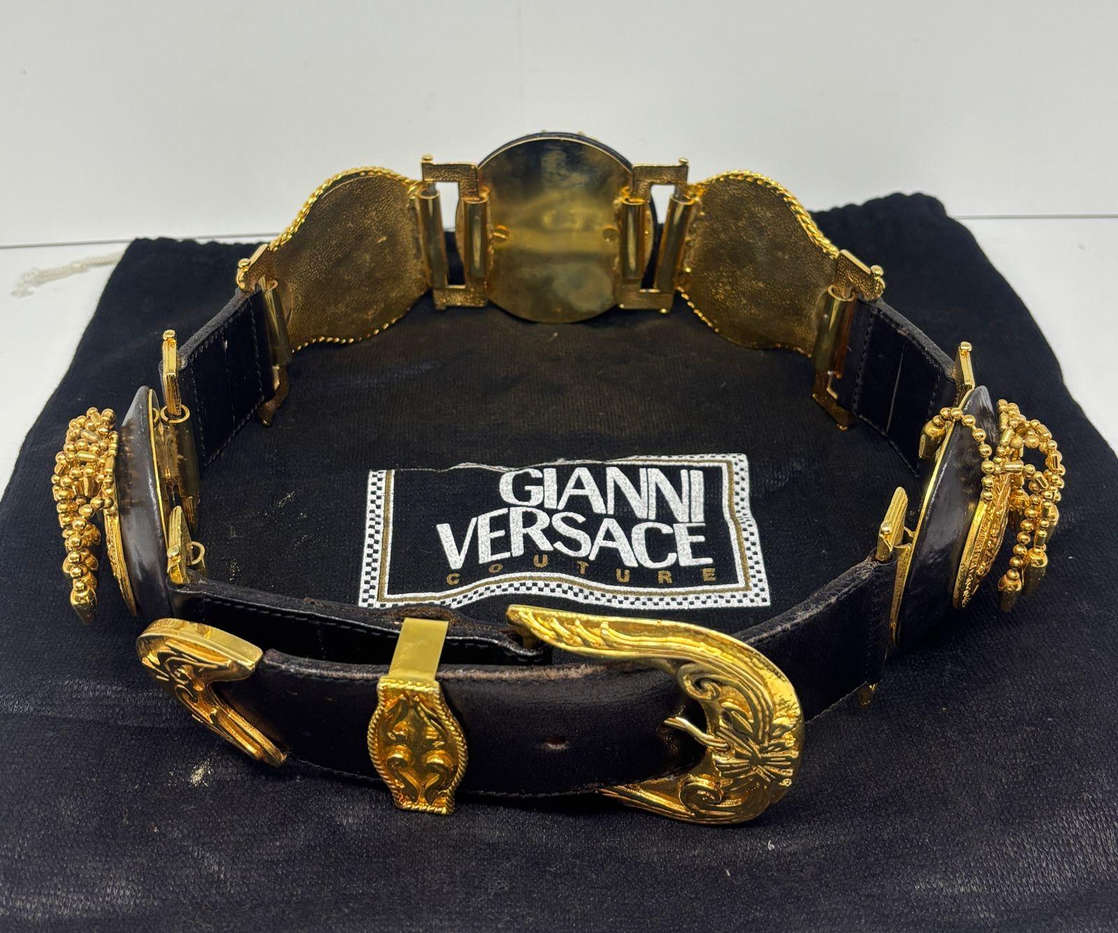 Rare 1995 Gianni Versace Fringe Medusa Bondage Belt For Sale 3