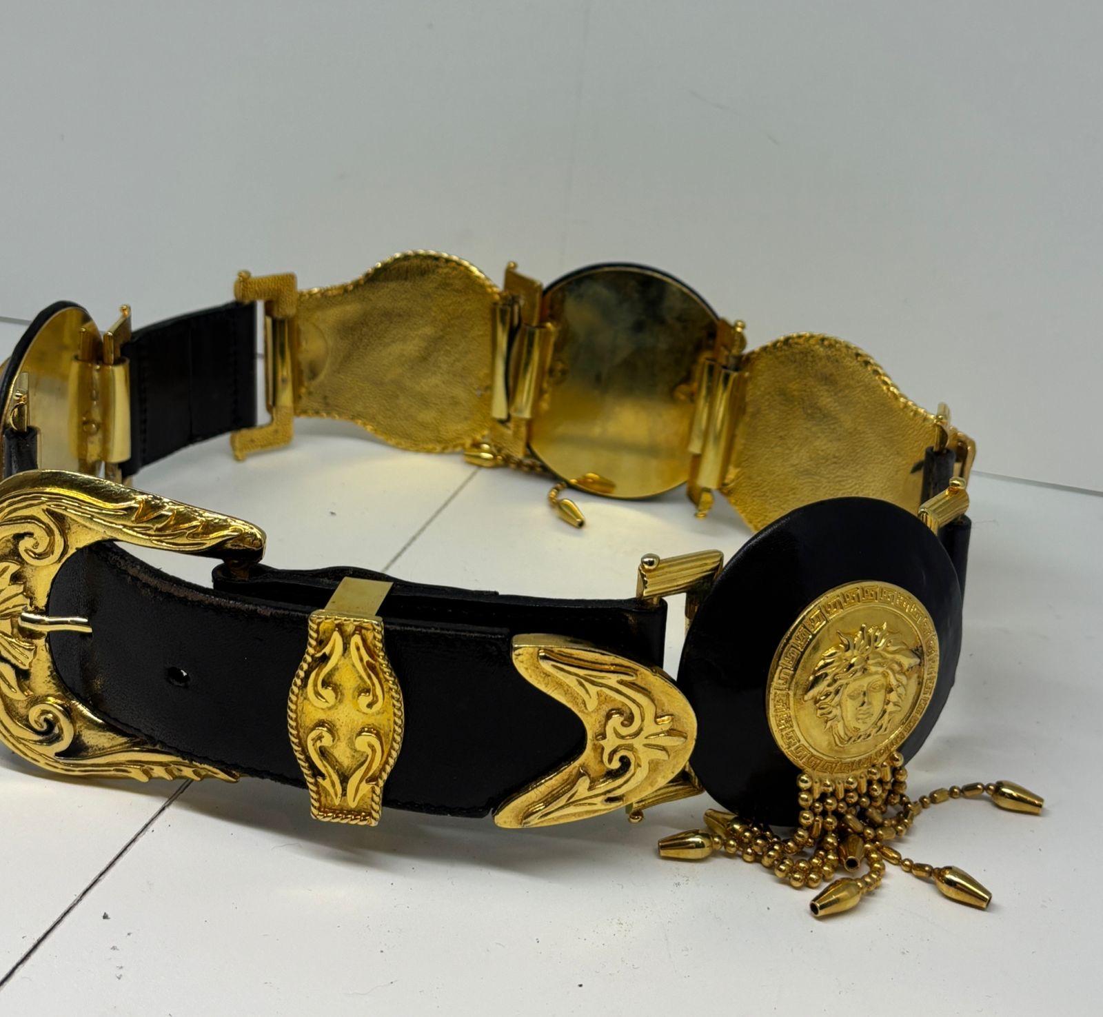Rare 1995 Gianni Versace Fringe Medusa Bondage Belt For Sale 4