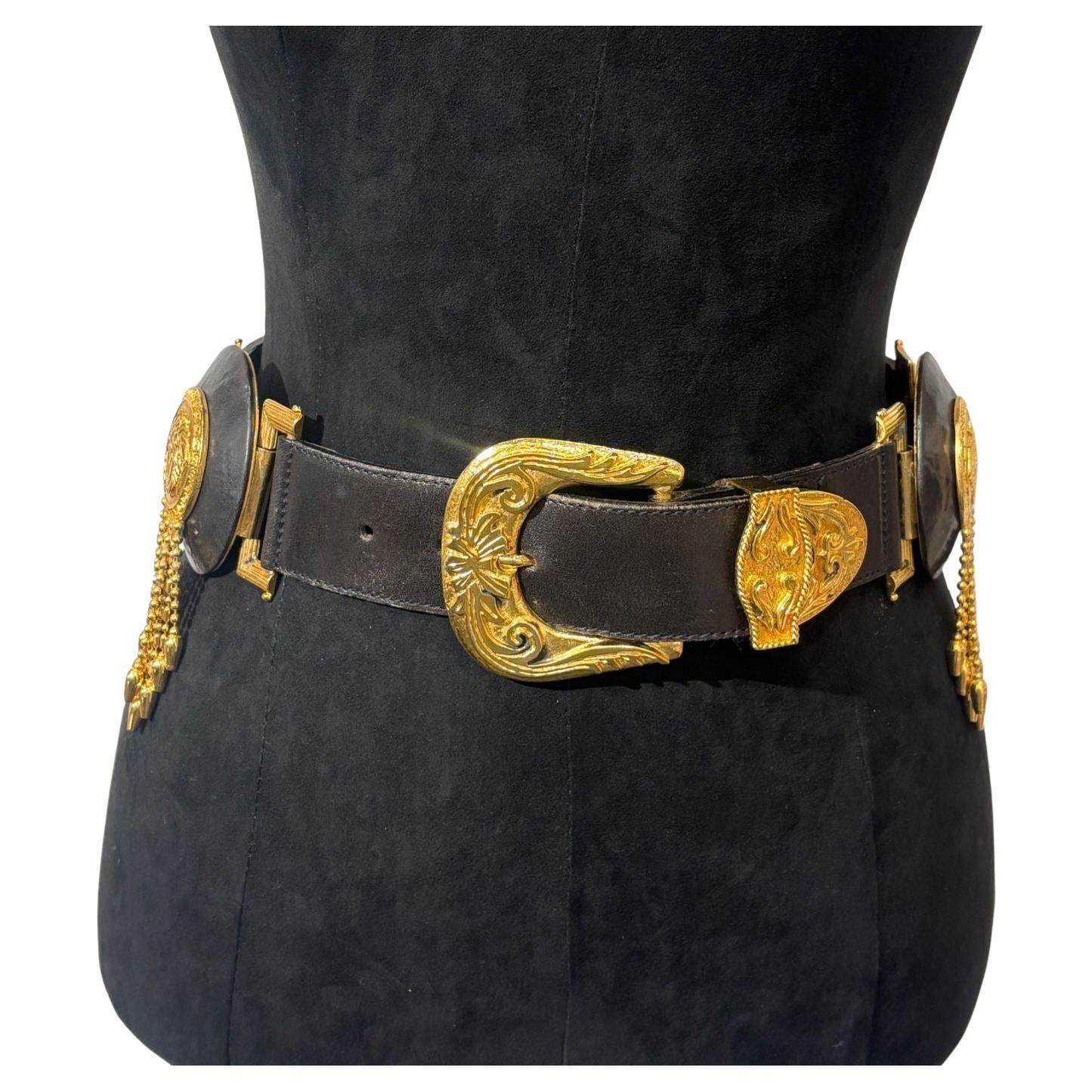 Rare 1995 Gianni Versace Fringe Medusa Bondage Belt