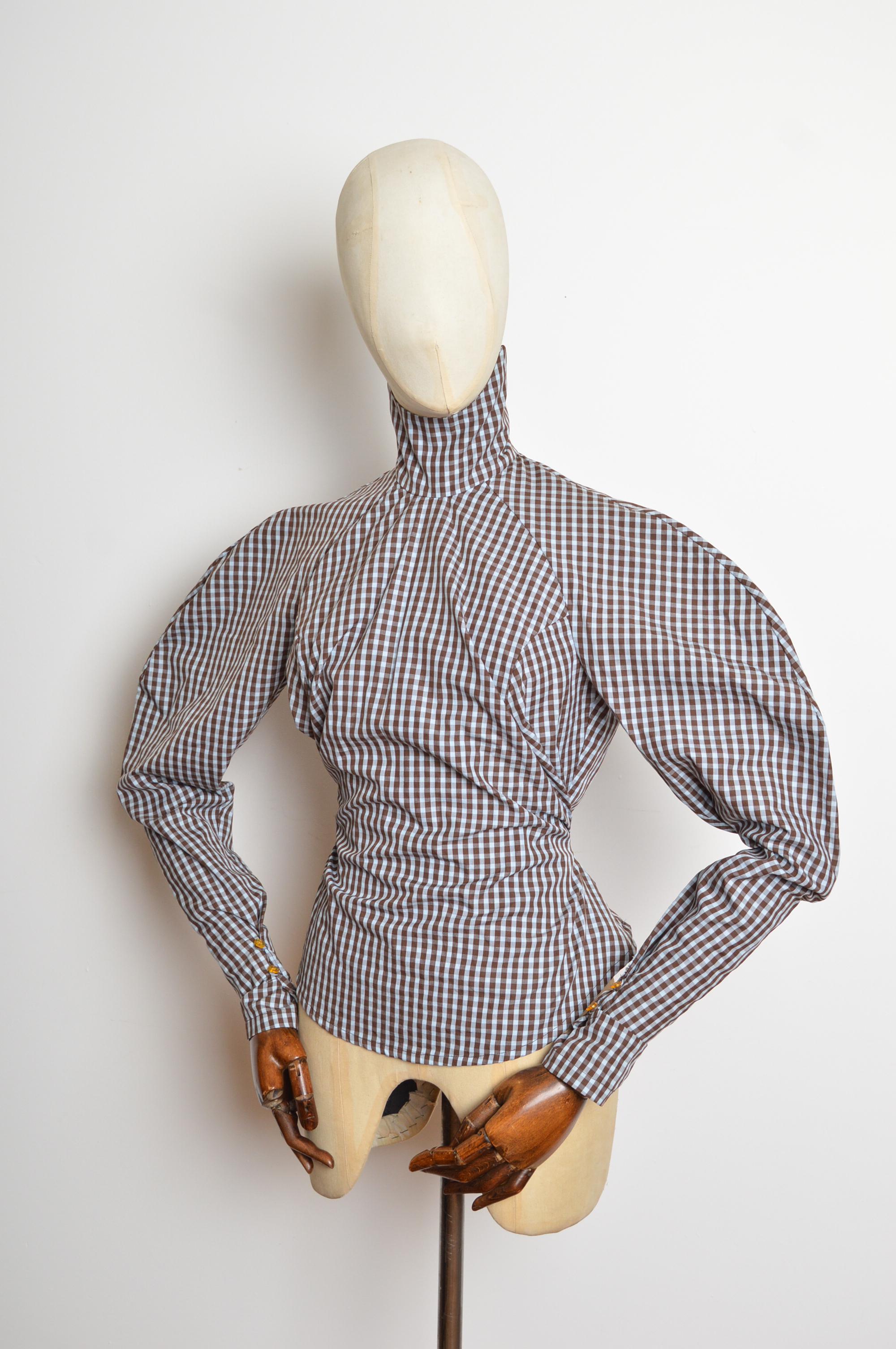 Rara Blusa Ajustada de Cuello Alto de Guinga 1995 Vivienne Westwood - Camisa Corsé en venta 5