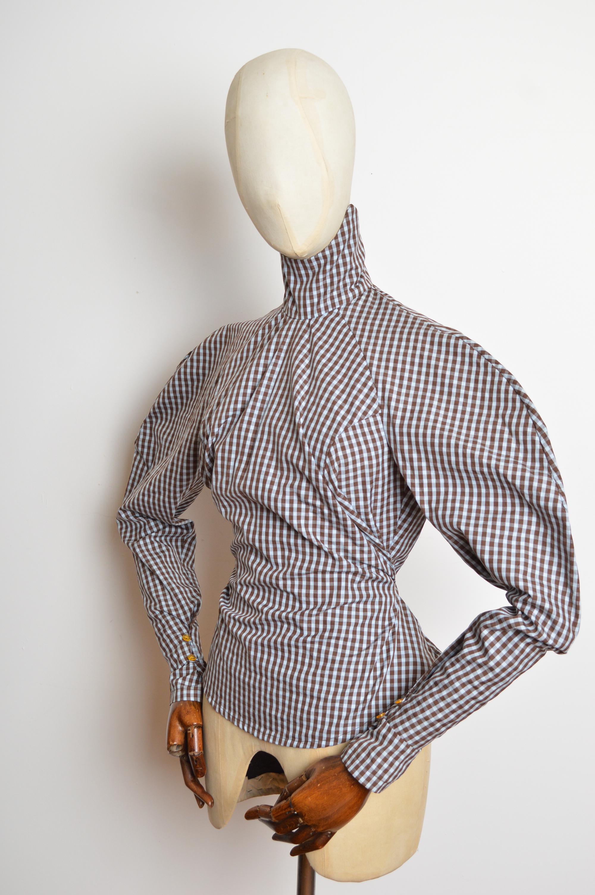 Rara Blusa Ajustada de Cuello Alto de Guinga 1995 Vivienne Westwood - Camisa Corsé en venta 7