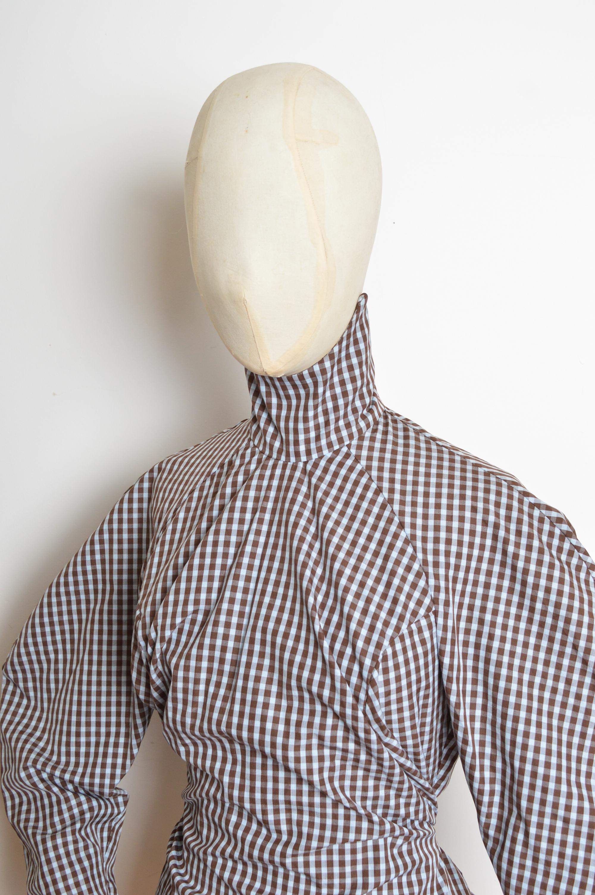 Rara Blusa Ajustada de Cuello Alto de Guinga 1995 Vivienne Westwood - Camisa Corsé Gris en venta