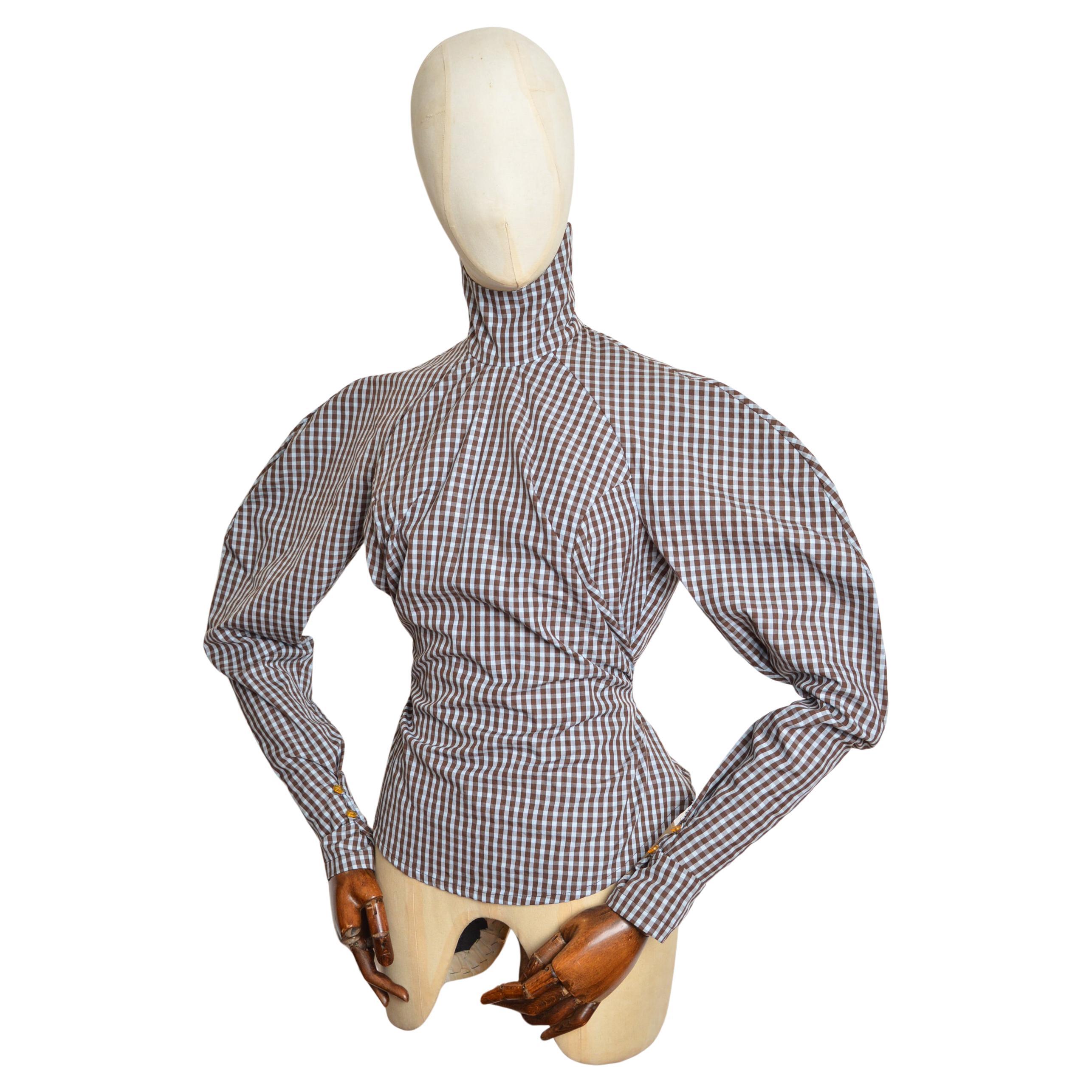 Rara camicetta a collo alto del 1995 di Vivienne Westwood - Camicia a corsetto