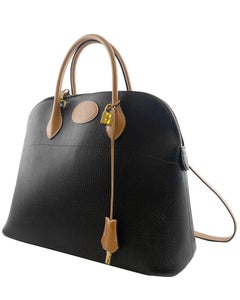 Rare 1996 Hermès 35 cm Bolide Black & Natural Leather