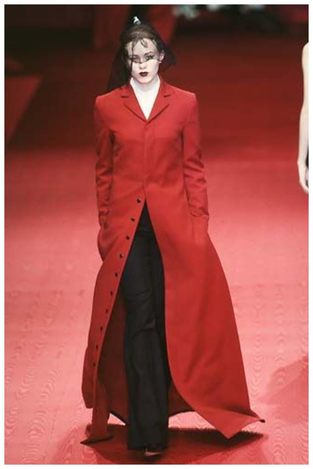 Rosso Raro! 1997 97FW Dolce & Gabbana Vintage Trench in Lana in vendita