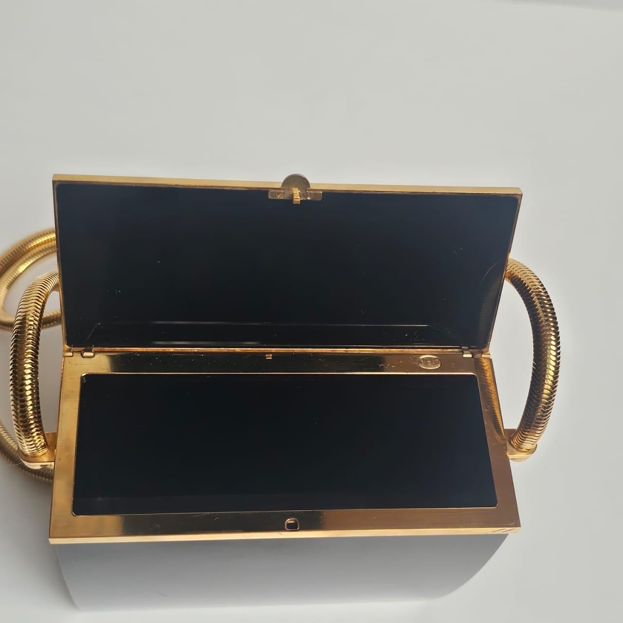 Rare 1997 Chanel Mini Black Plexiglass CC Snake Chain Box Bag For Sale 7