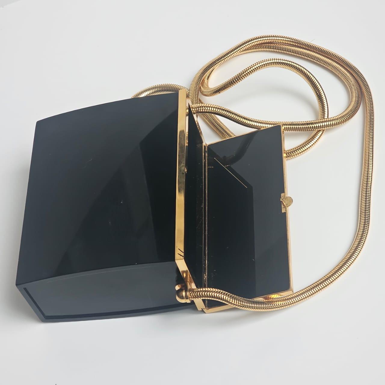 Rare 1997 Chanel Mini Black Plexiglass CC Snake Chain Box Bag For Sale 9