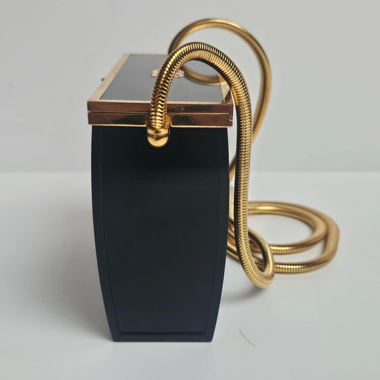 Rare 1997 Chanel Mini Black Plexiglass CC Snake Chain Box Bag For