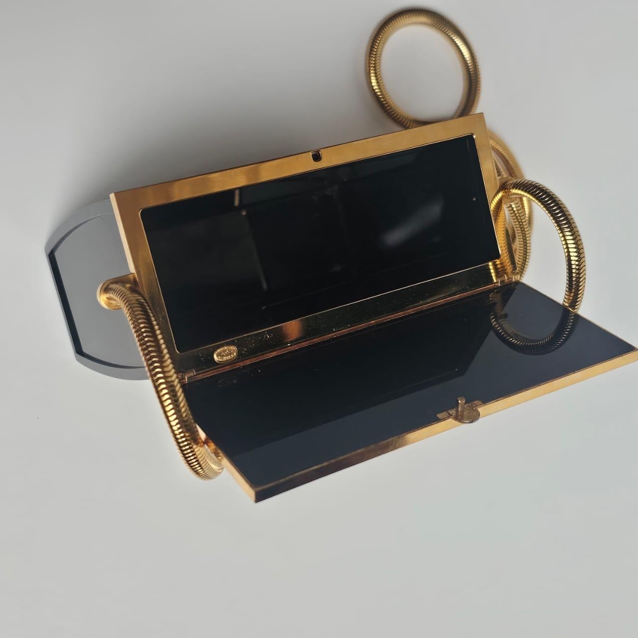 Rare 1997 Chanel Mini Black Plexiglass CC Snake Chain Box Bag For Sale 12