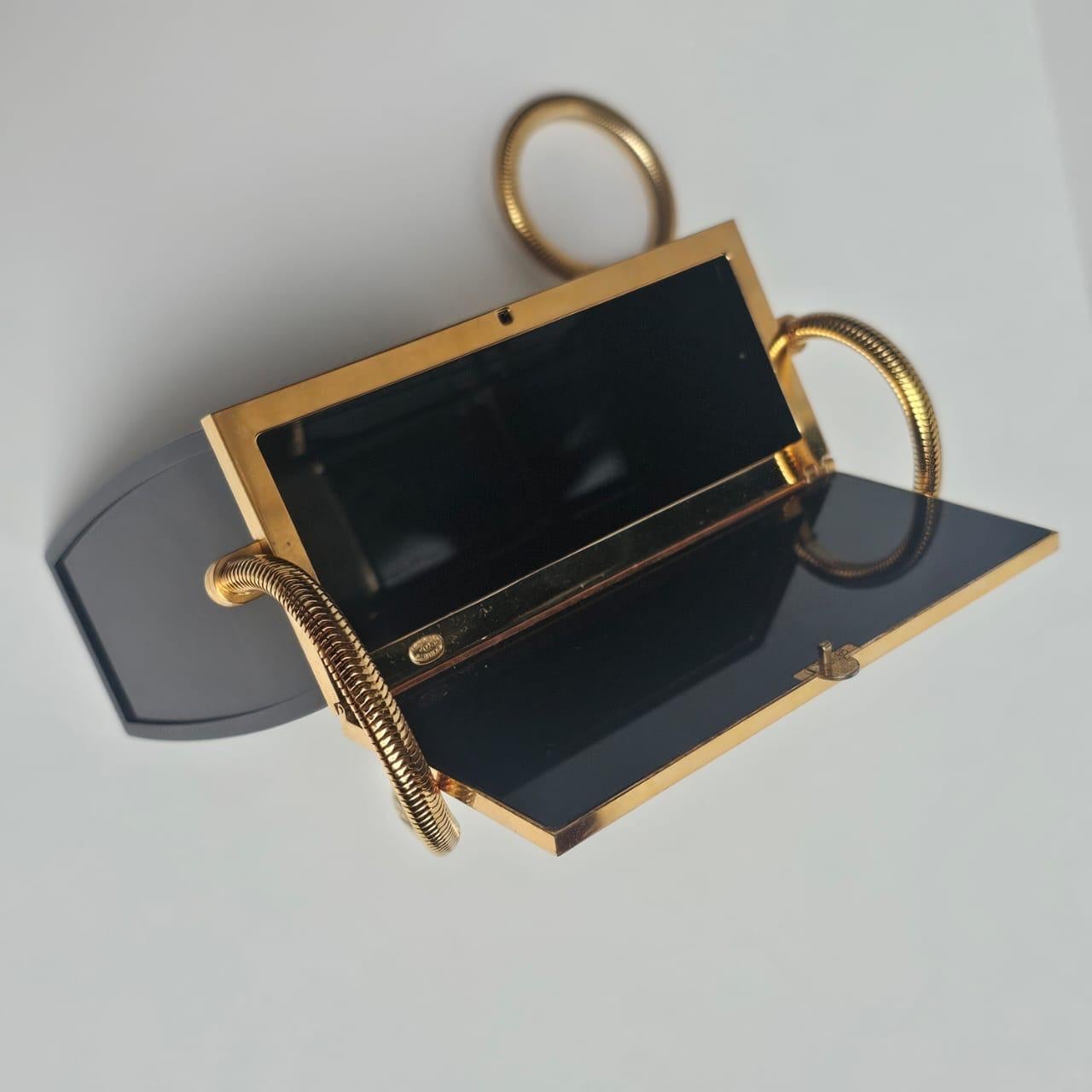 Rare 1997 Chanel Mini Black Plexiglass CC Snake Chain Box Bag For Sale 3