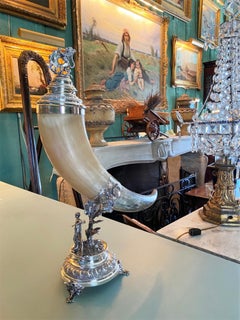 Bibelot 19th/20th C. Horn Cyclist Trophy Drinking Cornucopia Horn of Plenty CA