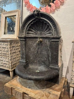 Rare 19th c. Belgian Black Marble Wall Fountain