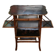 Rare 19th Century English Bamboo Table with Four Trays