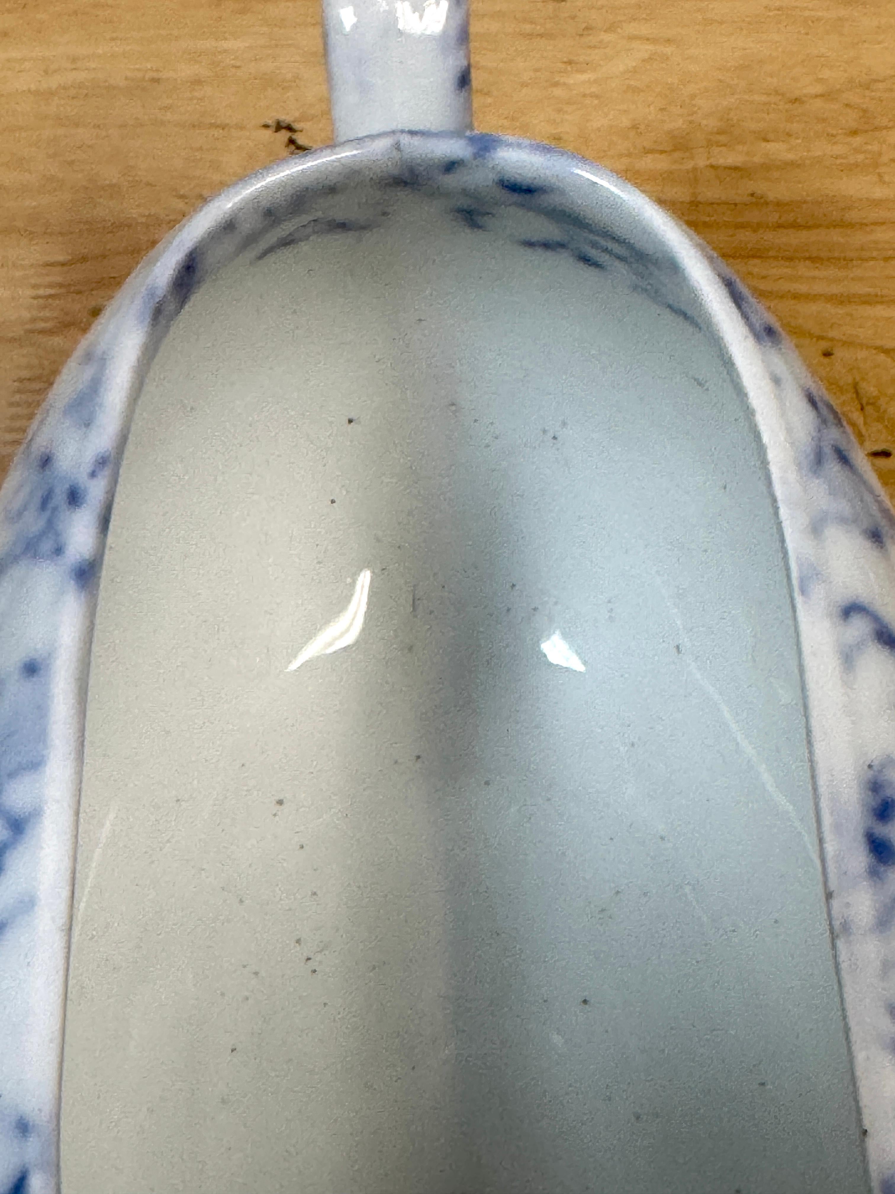 Rare 19th C. English Blue & White Marbleized Porcelain Bourdaloue For Sale 1
