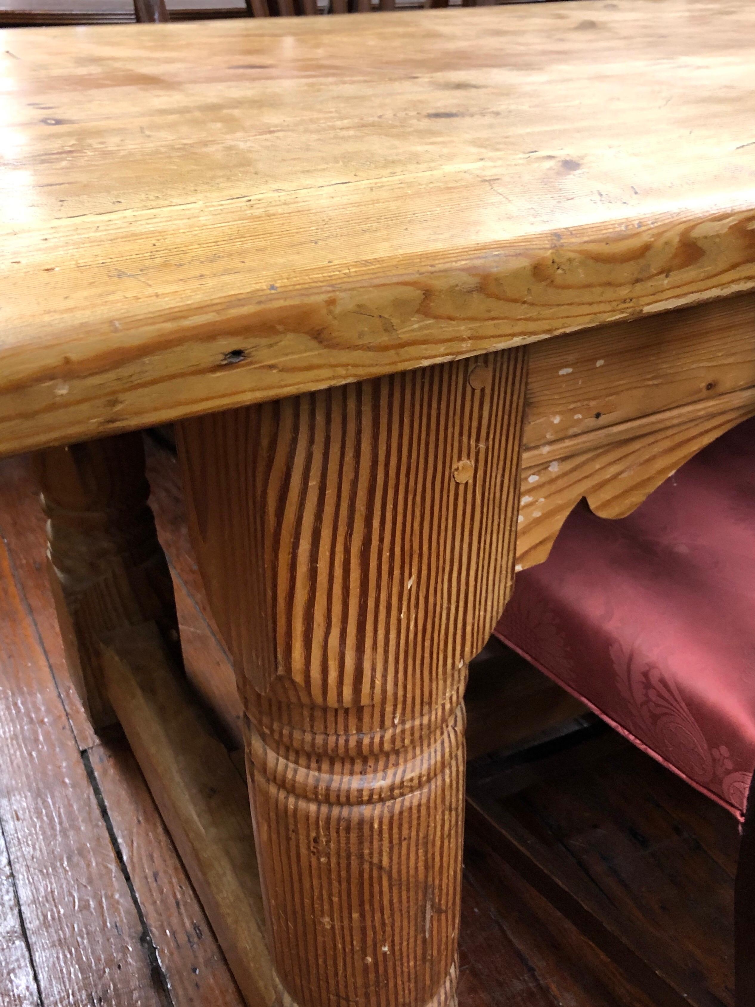 Rare 19th Century English Unusually Long Pine Farmhouse Table 3