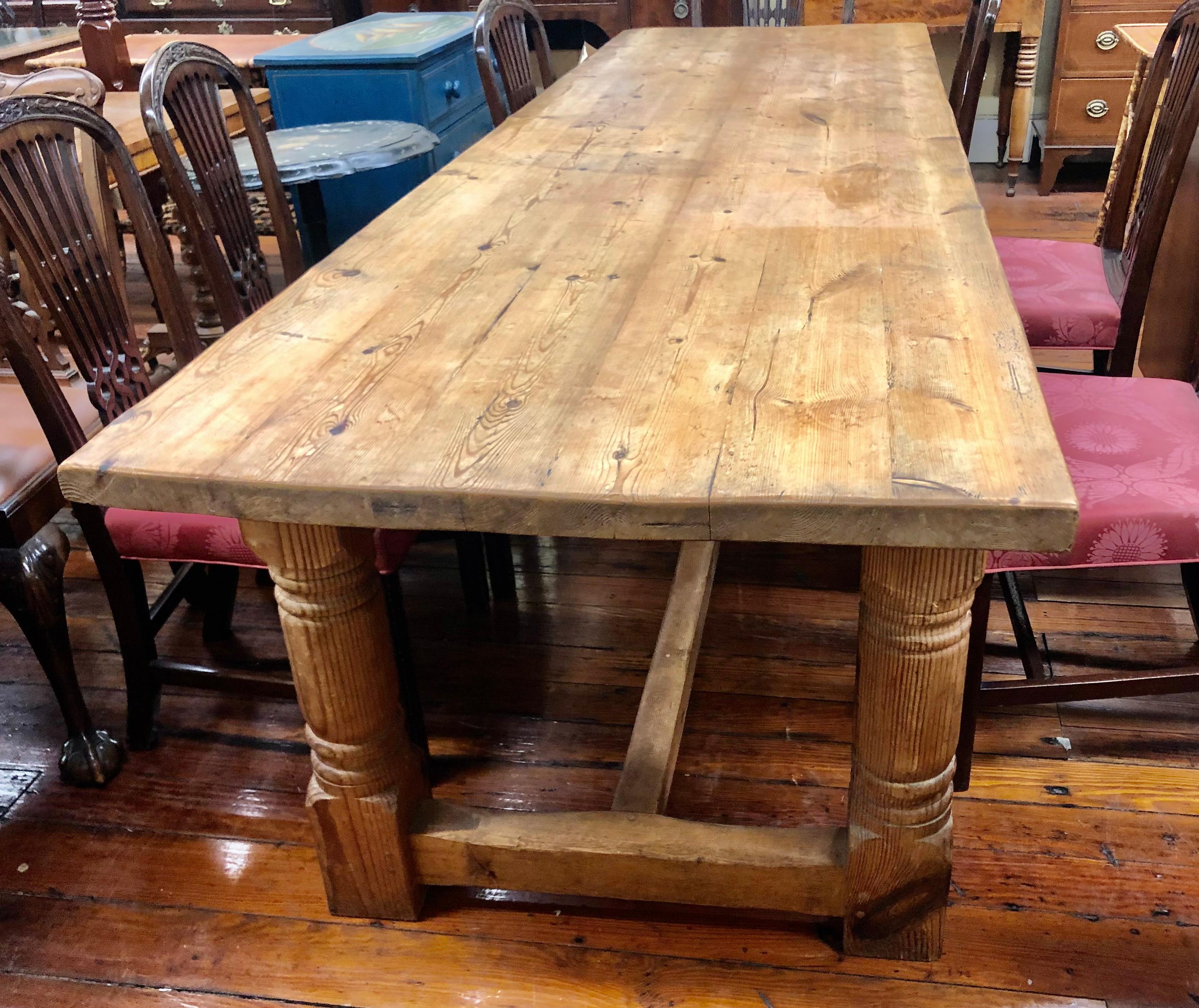 Rare 19th Century English Unusually Long Pine Farmhouse Table 5