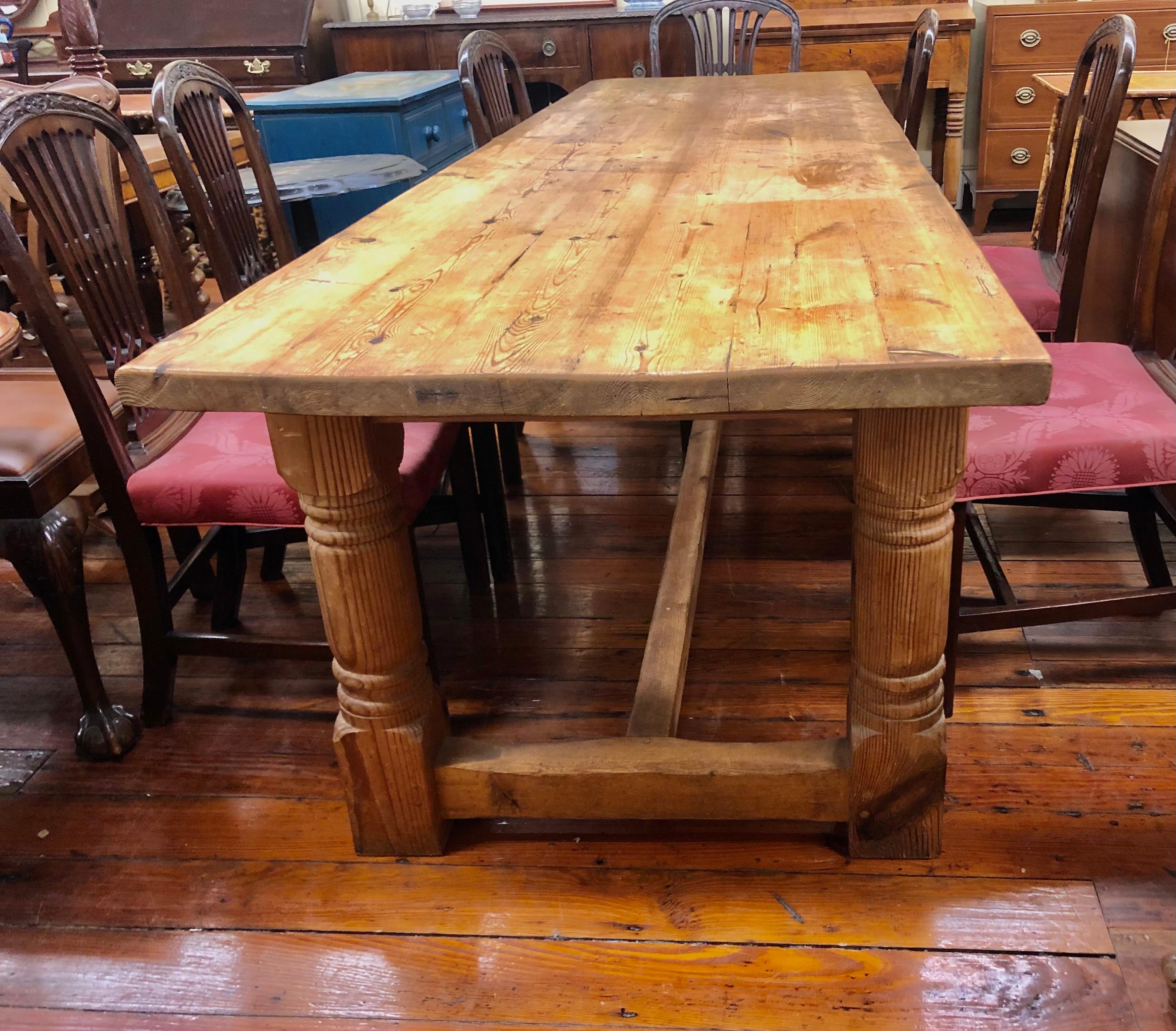 Rare 19th Century English Unusually Long Pine Farmhouse Table 9
