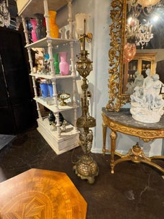 Rare 19th c. French Bell Epoch Gilt Bronze Floor Lamp