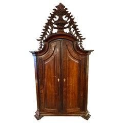 Rare 19th c. Italian Carved Walnut Table Hutch