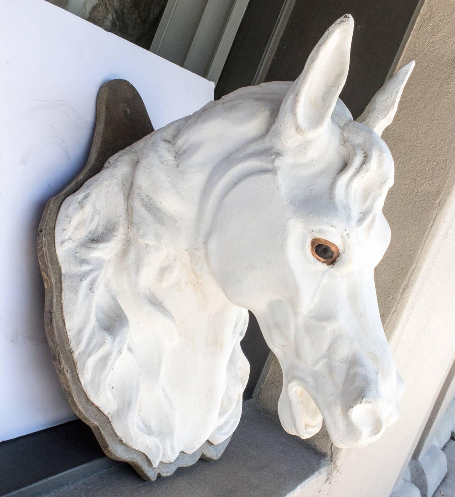French Rare 19th Century Zinc Horse Head Trade Sign Found in Paris, France For Sale