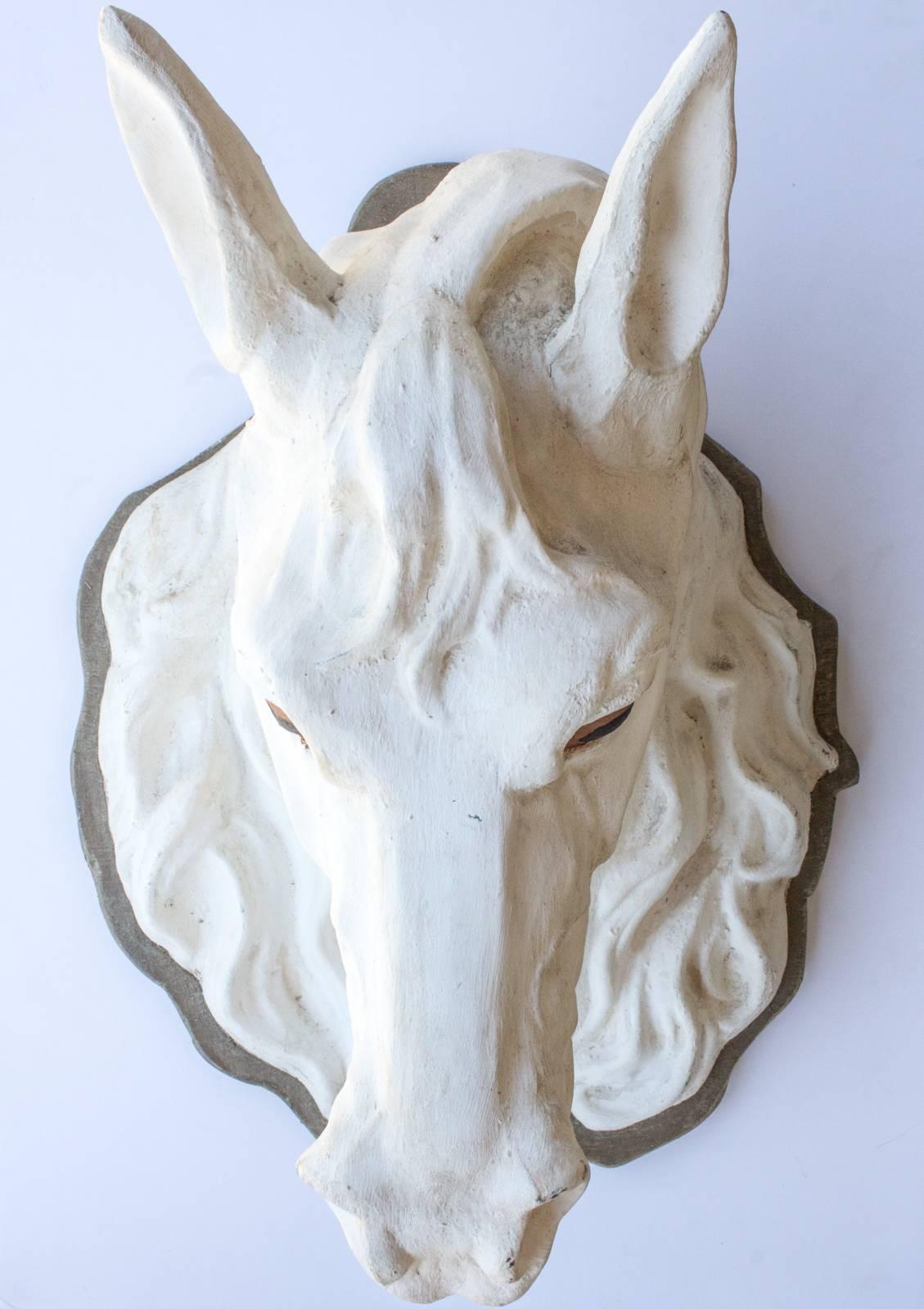 Hand-Crafted Rare 19th Century Zinc Horse Head Trade Sign Found in Paris, France For Sale
