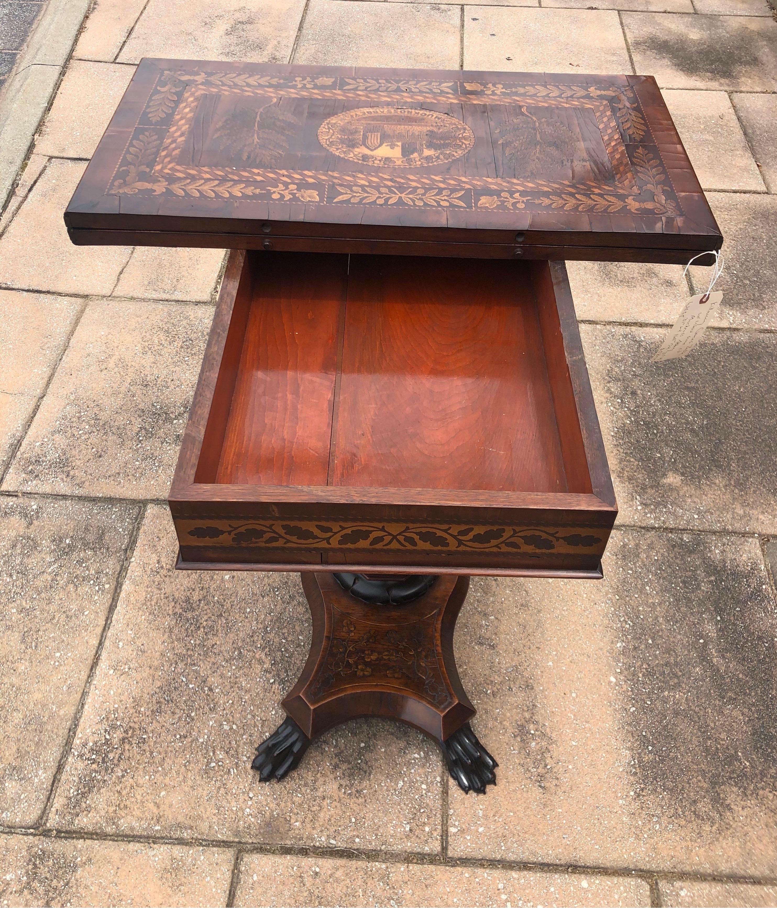 Rare Killarney Games Table, Depictions of Muckross Abbey & Shamrocks In Good Condition For Sale In Charleston, SC