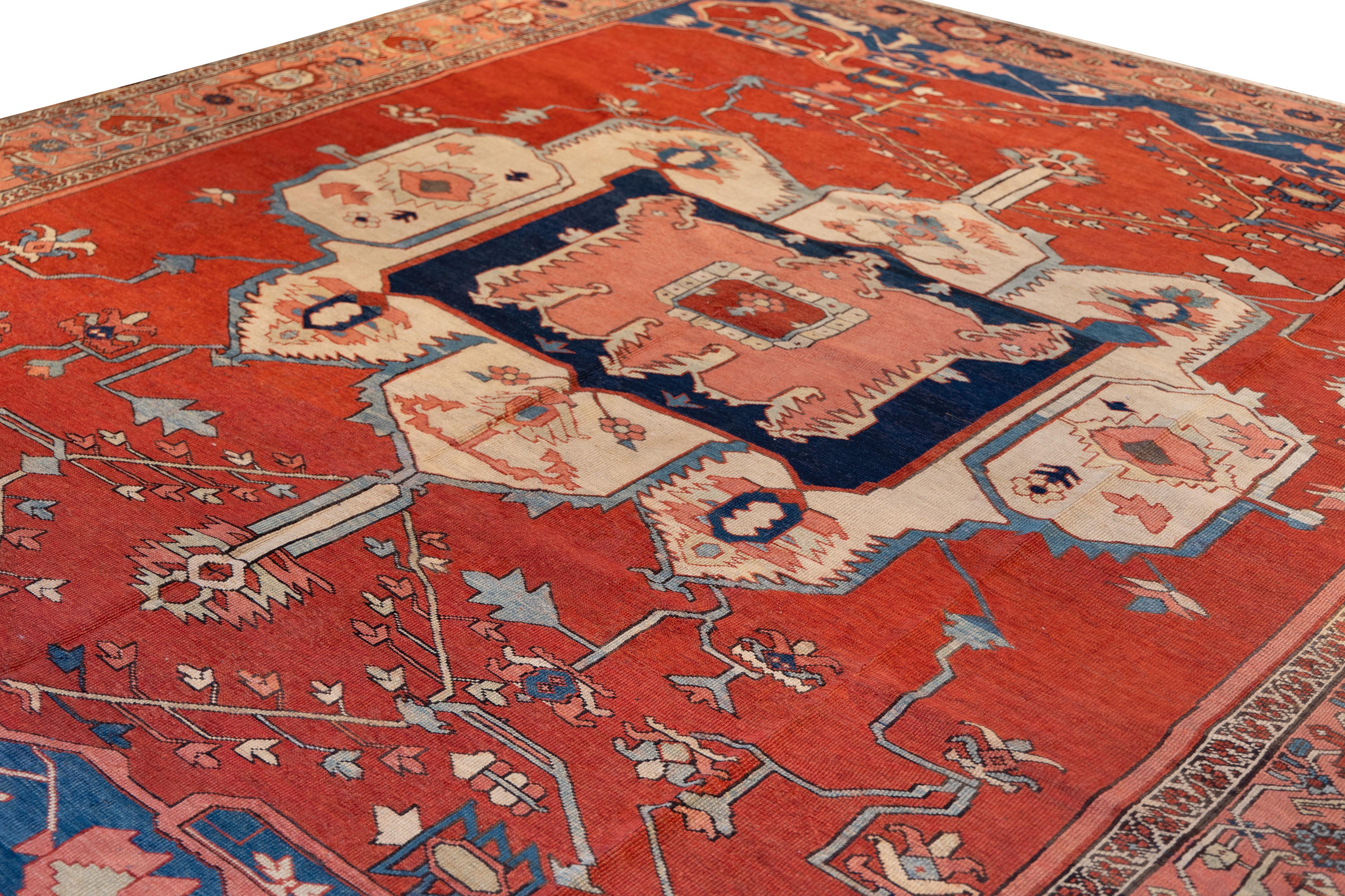 Rare 19th cent. Serapi tribal rug In Excellent Condition For Sale In Harrington Park, NJ