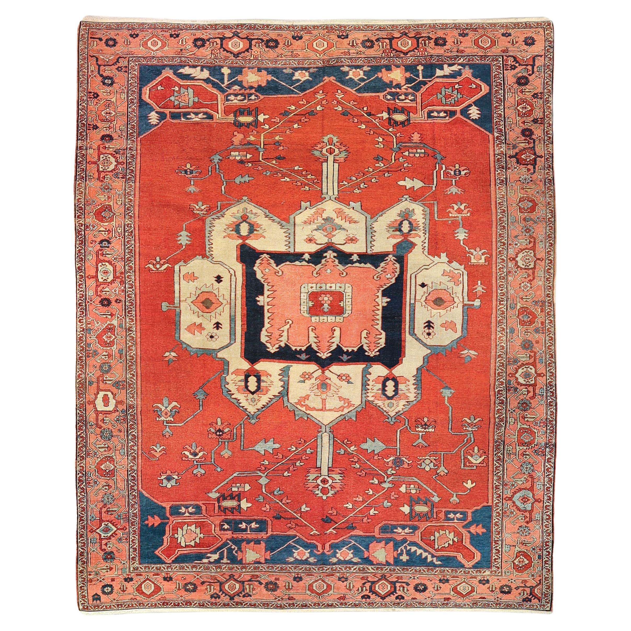 Rare 19th cent. Serapi tribal rug