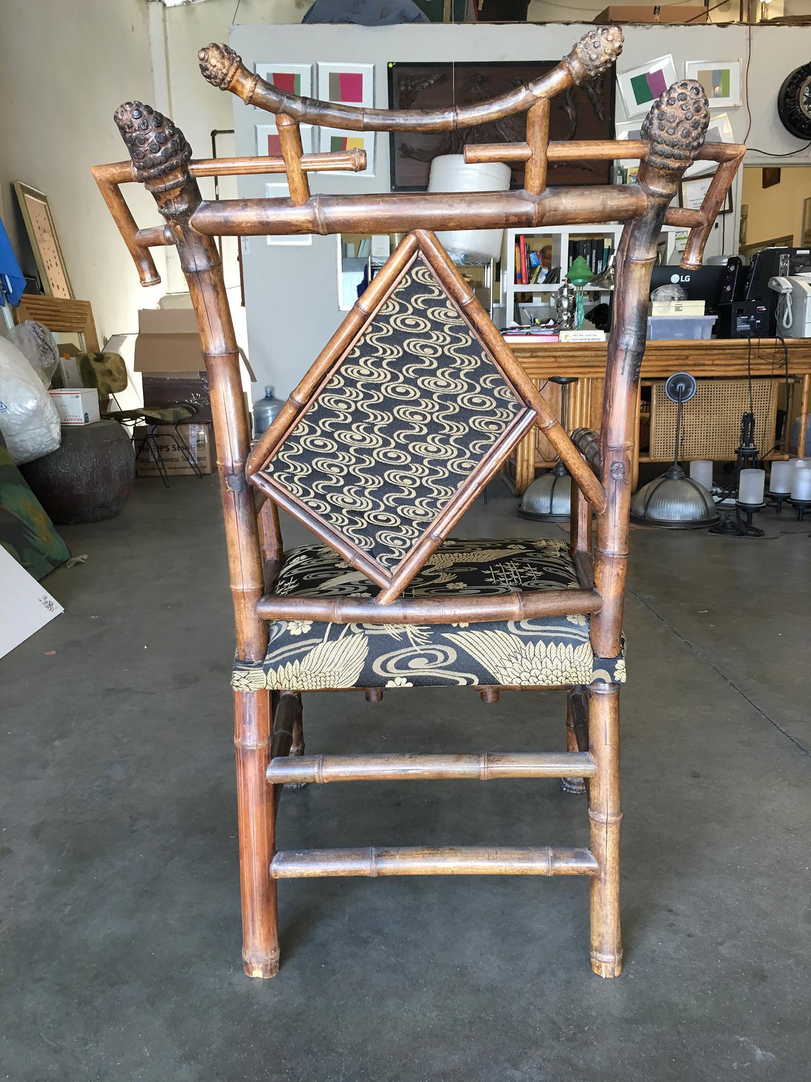 Rare 19th Century Aesthetic Movement Bamboo Salon Chair, Pair In Excellent Condition For Sale In Van Nuys, CA