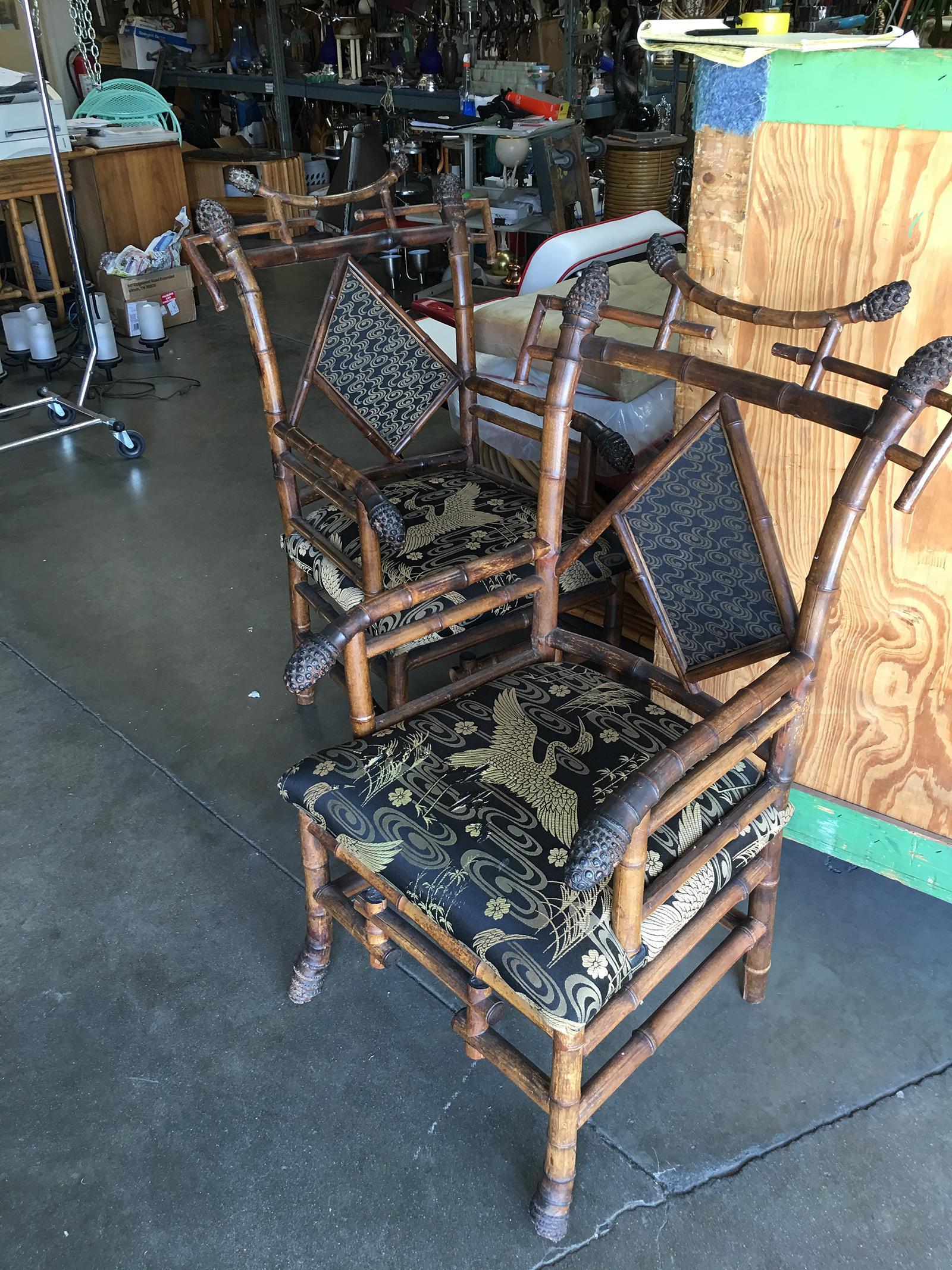 Rare 19th Century Aesthetic Movement Bamboo Salon Chair, Pair For Sale 2