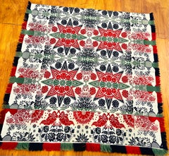 Rare 19th Century American Jacquard Coverlet with Compass Stars