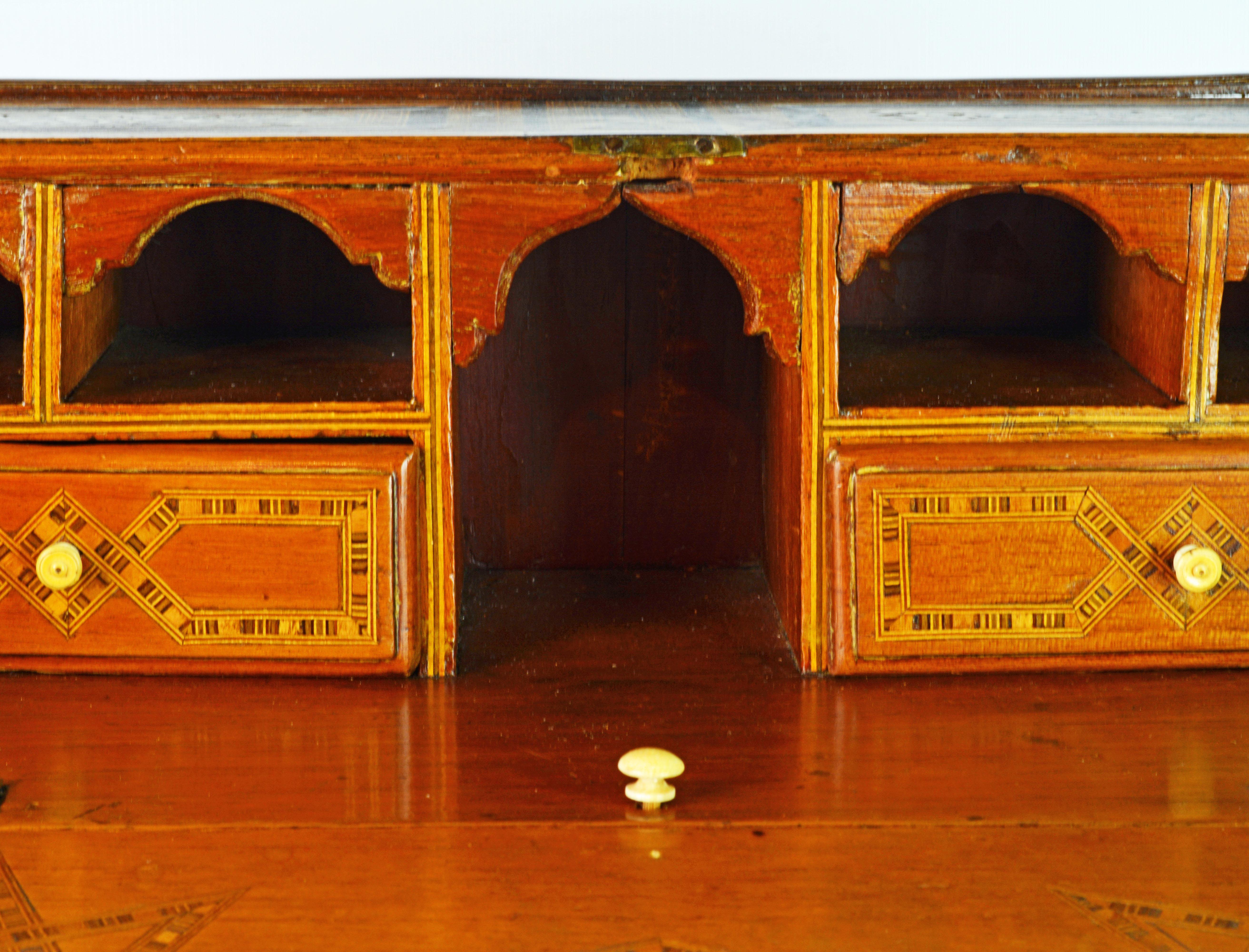 Rare 19th Century Anglo-Indian Bone Inlaid Miniature Slant Front Desk 2