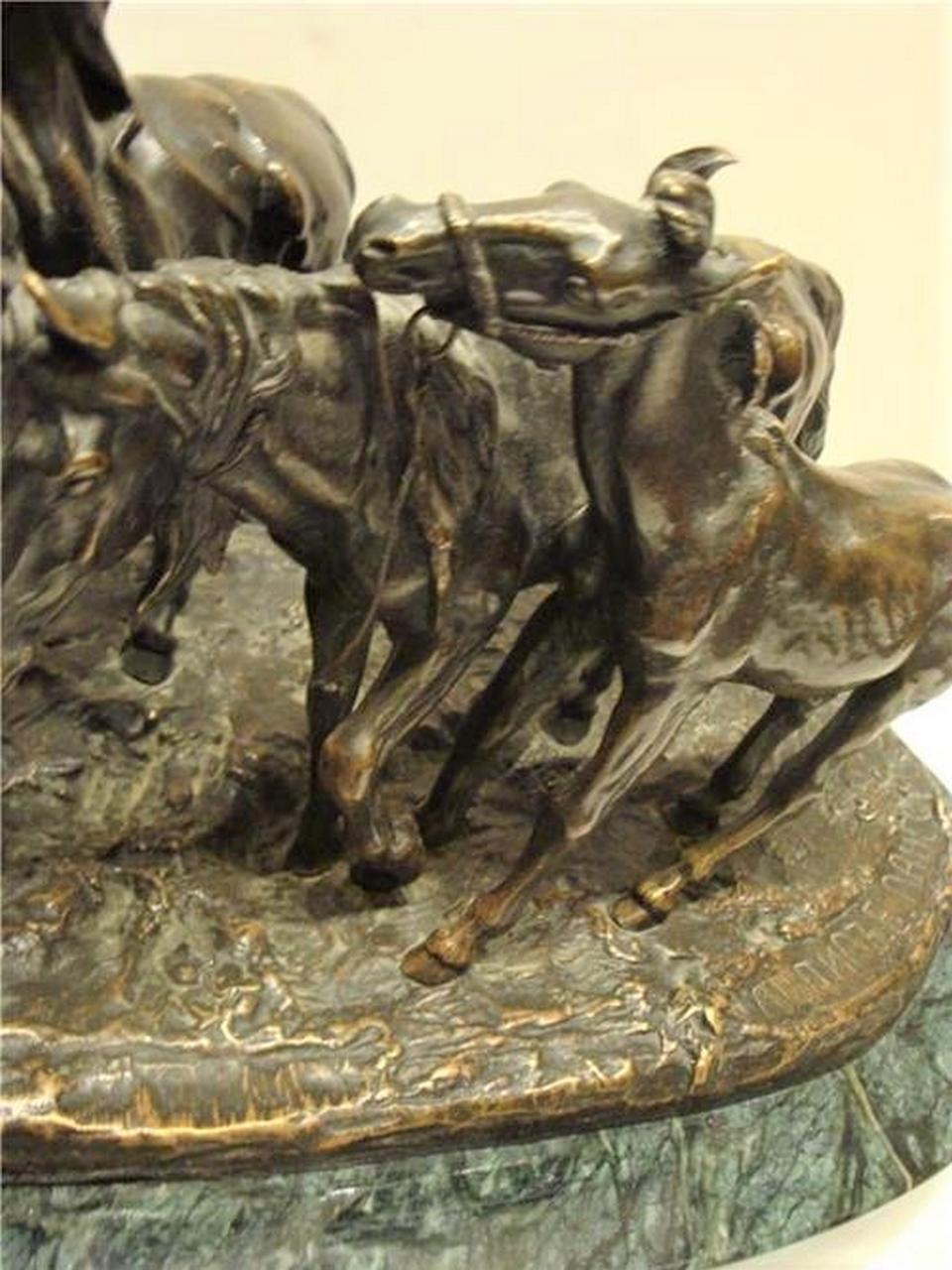 Rare bronze russe ancien du 19ème siècle représentant un groupe de garçons chevaux Evgeni Lanceray en vente 1