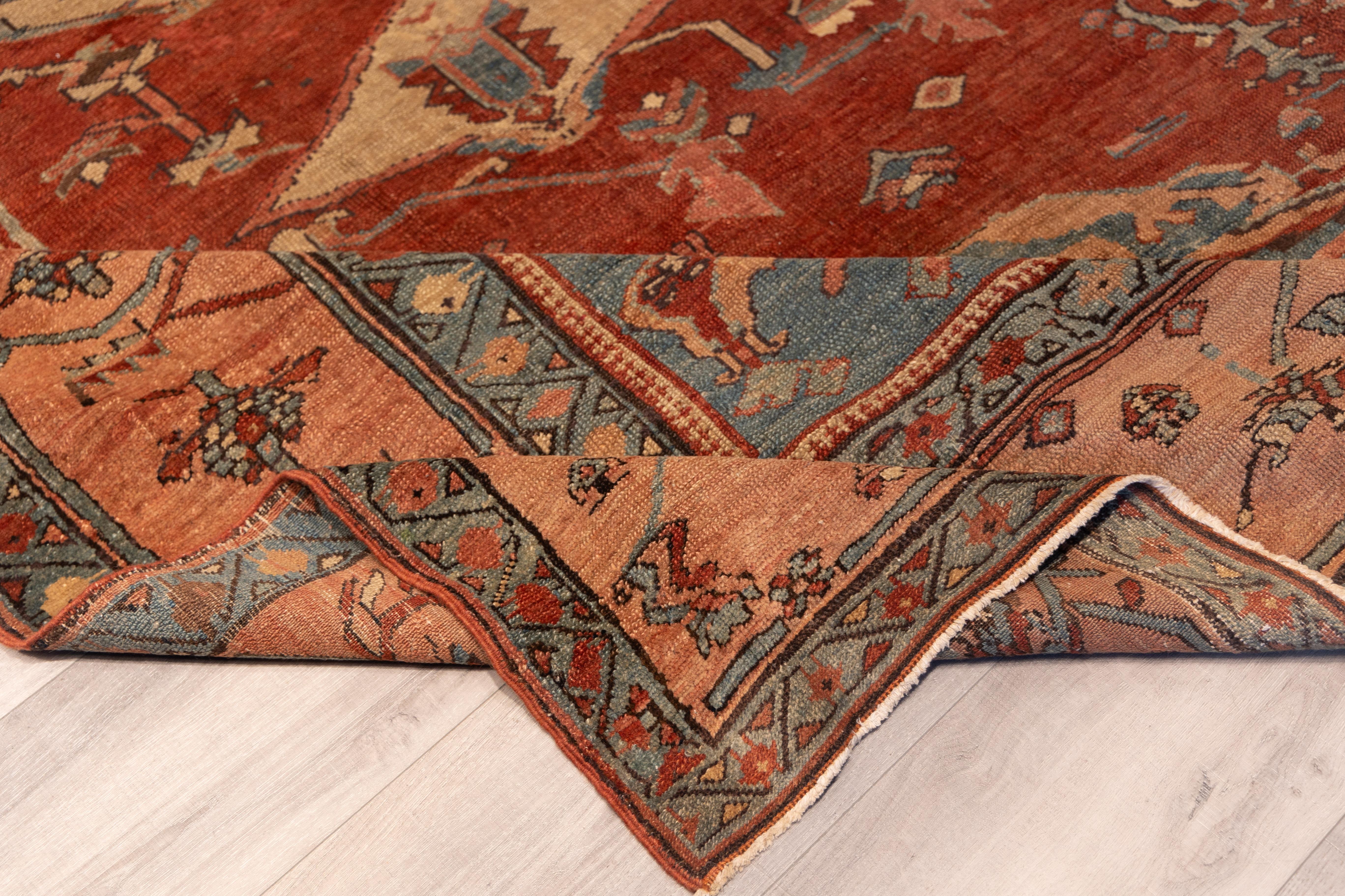Hand-Woven Rare 19th century antique tribal serapi For Sale