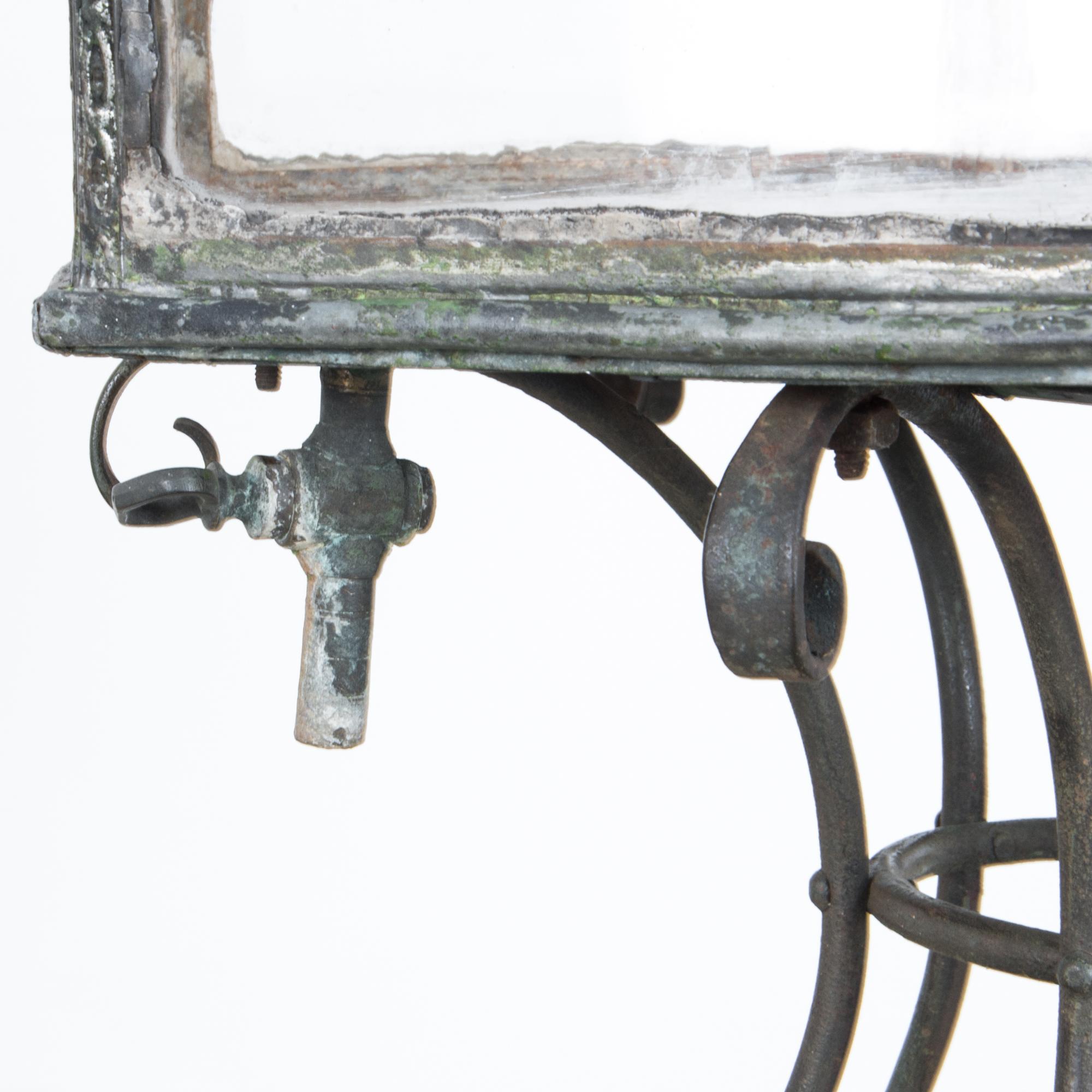 Czech Rare 19th Century Aquarium on Wrought Iron Stand