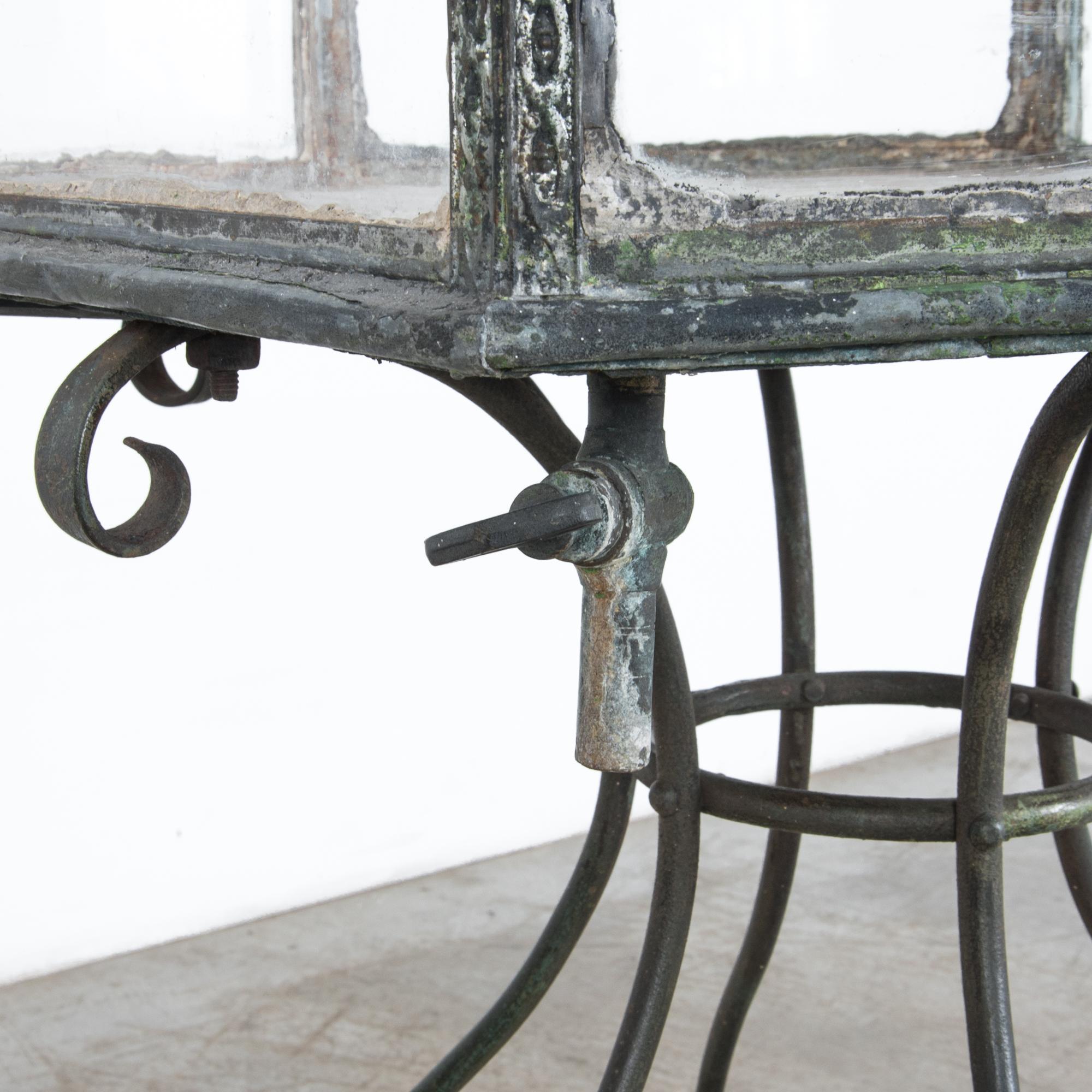 Rare 19th Century Aquarium on Wrought Iron Stand In Good Condition In High Point, NC