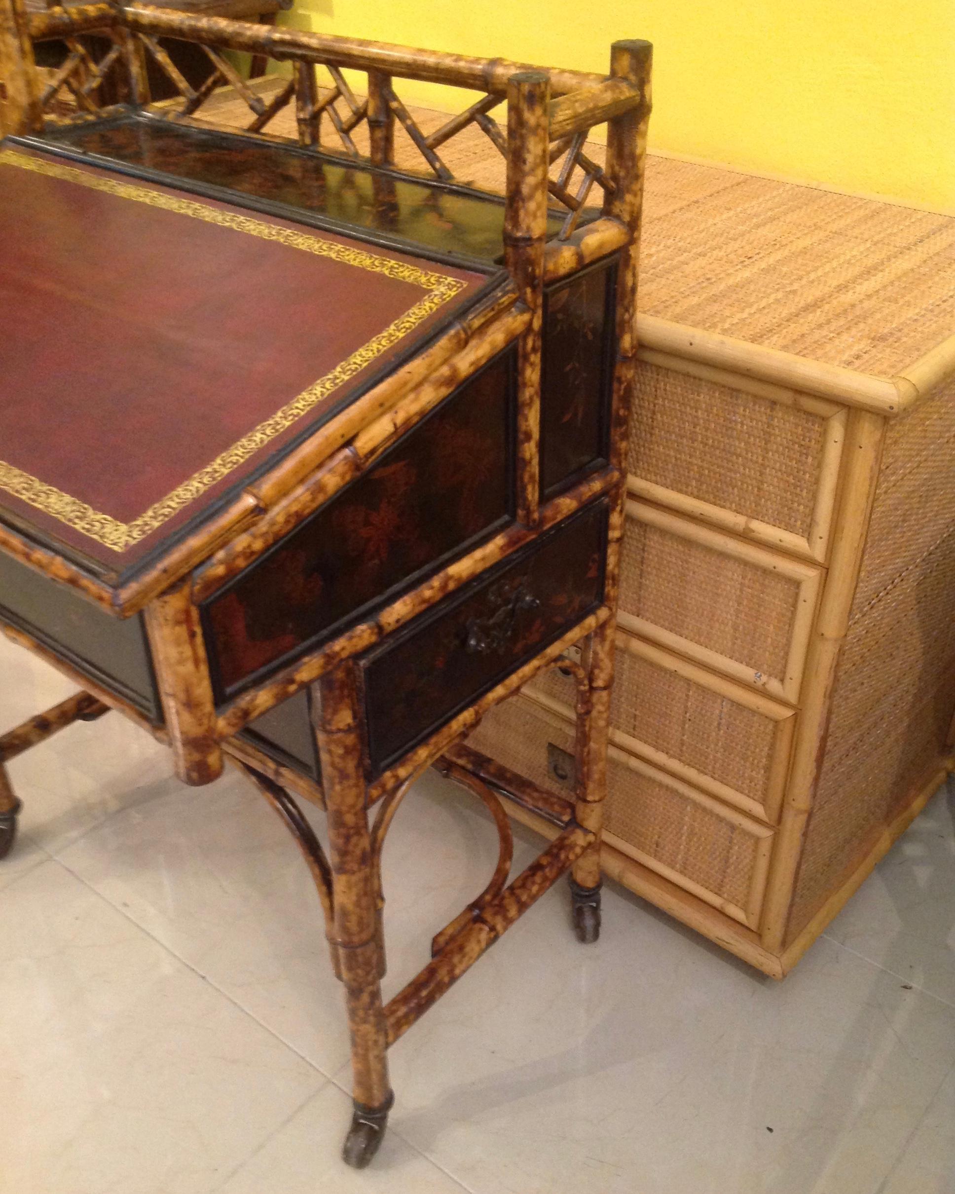 Rare 19th Century Bamboo Davenport Desk 9