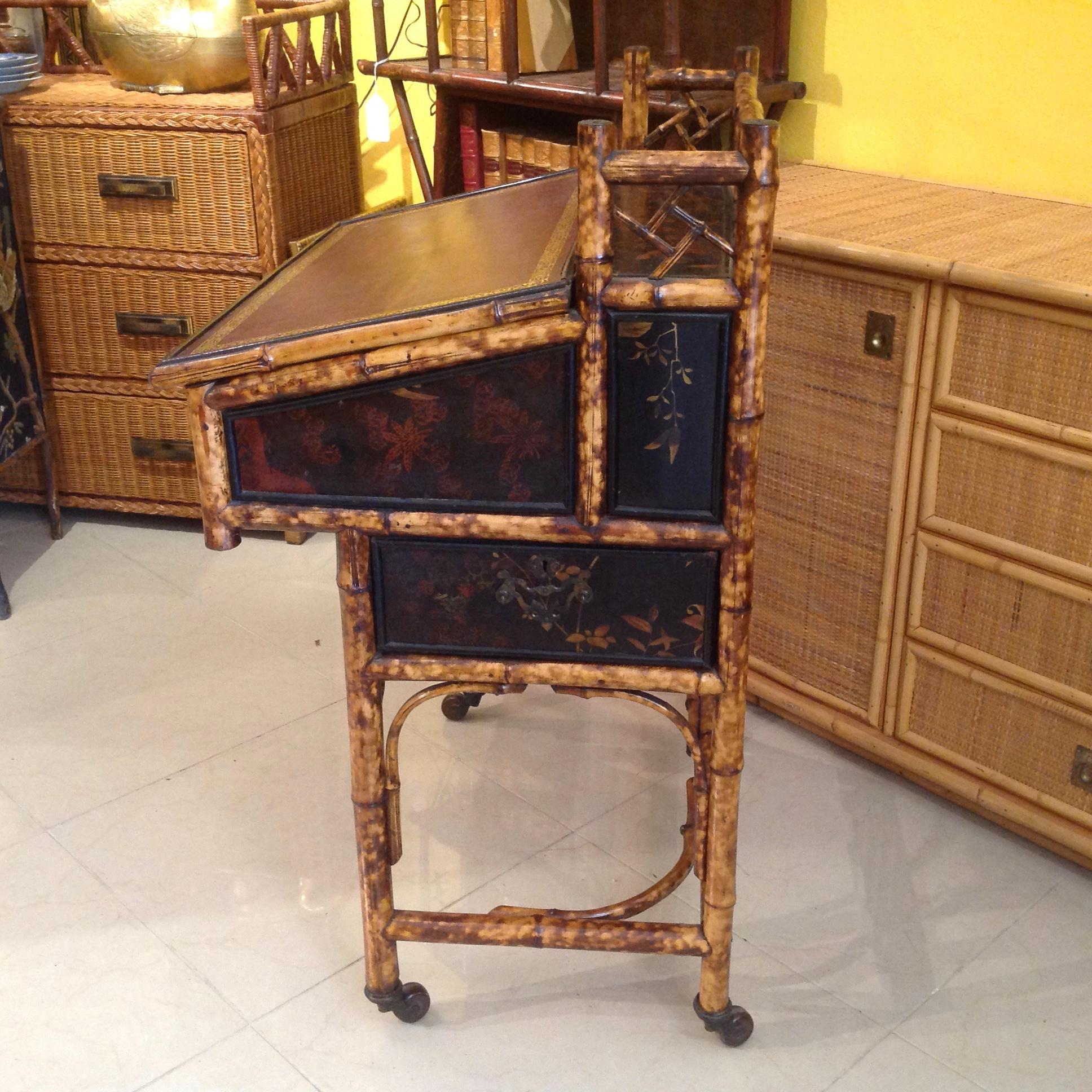 Edwardian Rare 19th Century Bamboo Davenport Desk