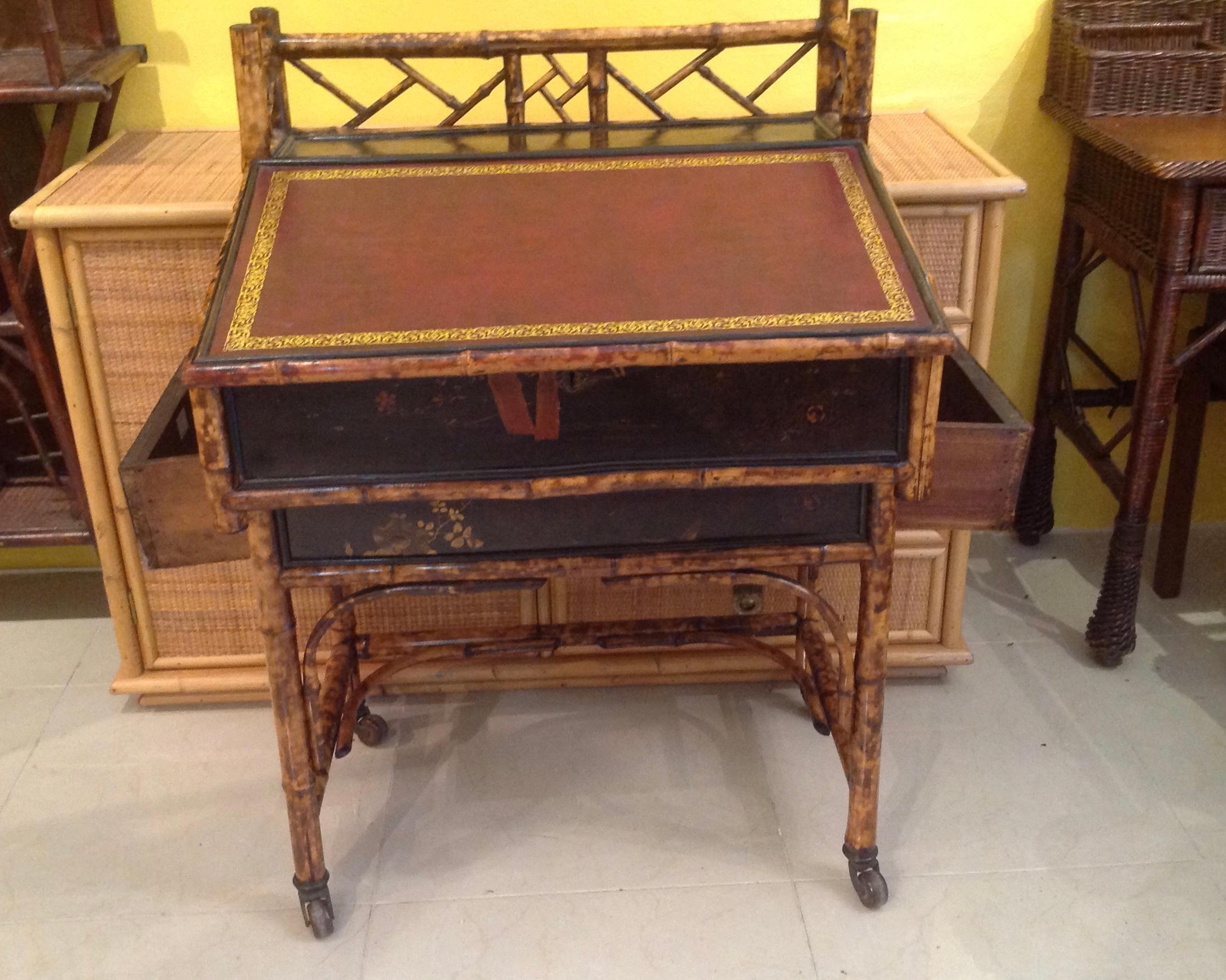 Rare 19th Century Bamboo Davenport Desk In Good Condition In West Palm Beach, FL