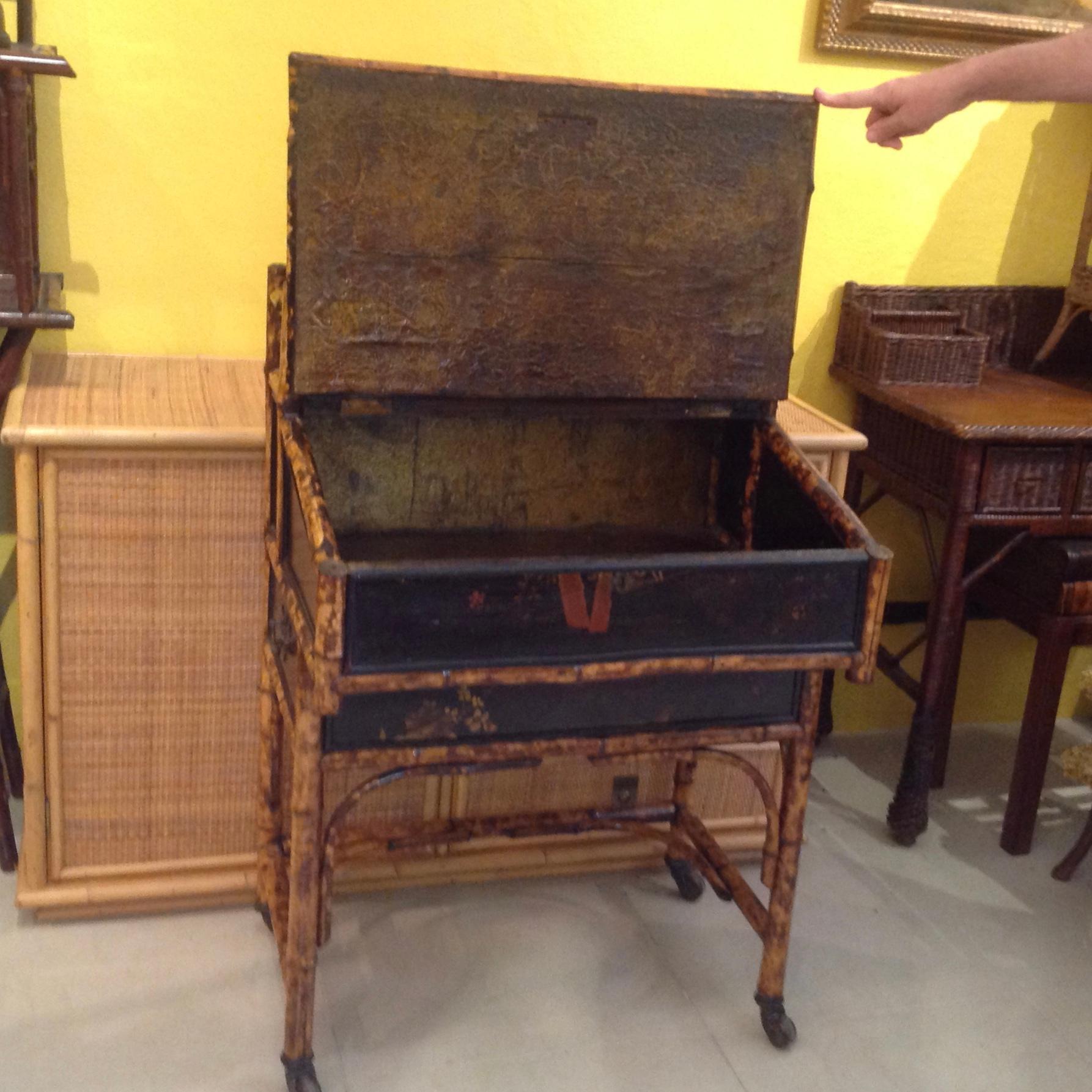 Rare 19th Century Bamboo Davenport Desk 2
