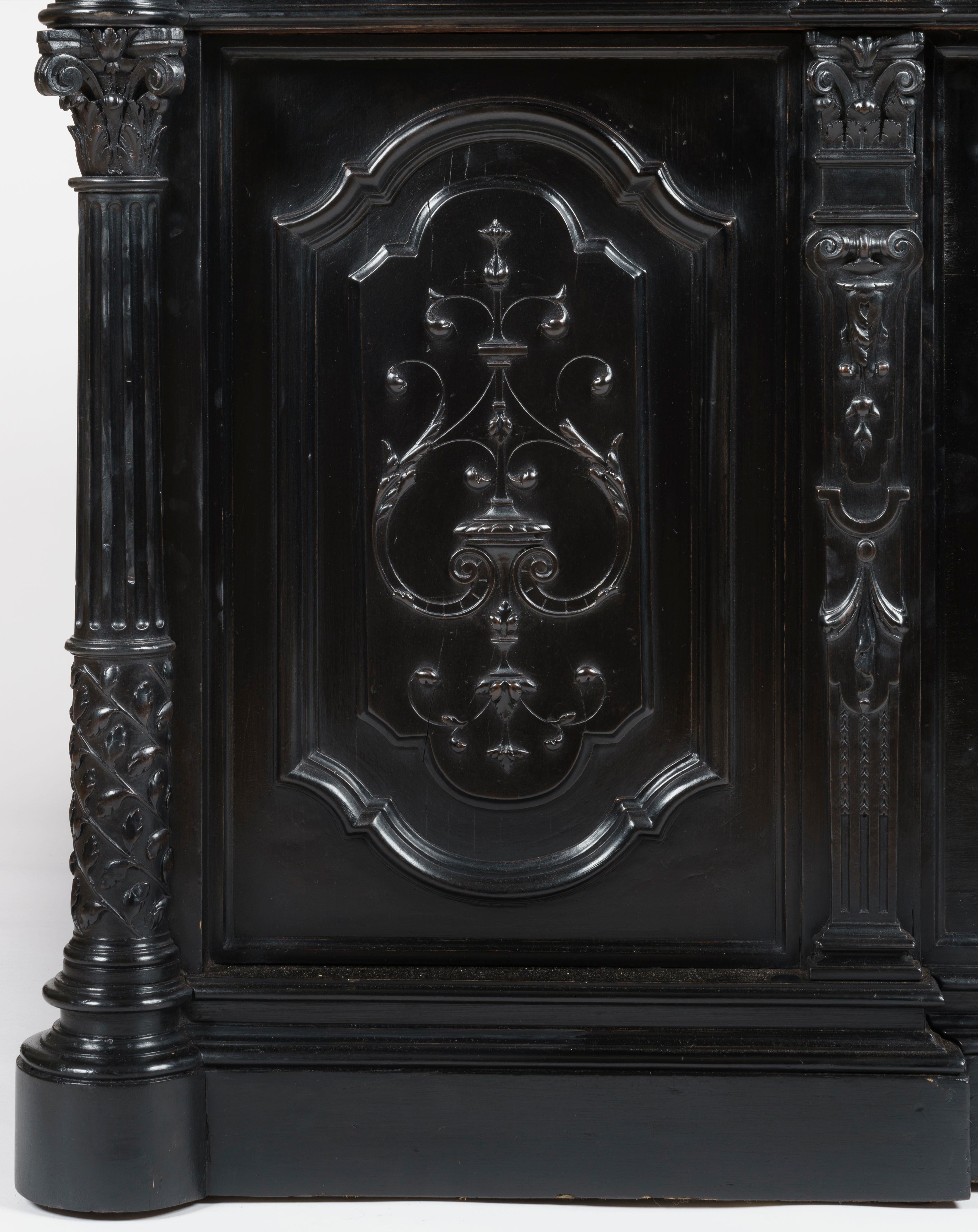 Ebonized Rare 19th Century Bois Noirci Ebonised Neoclassical Library Desk