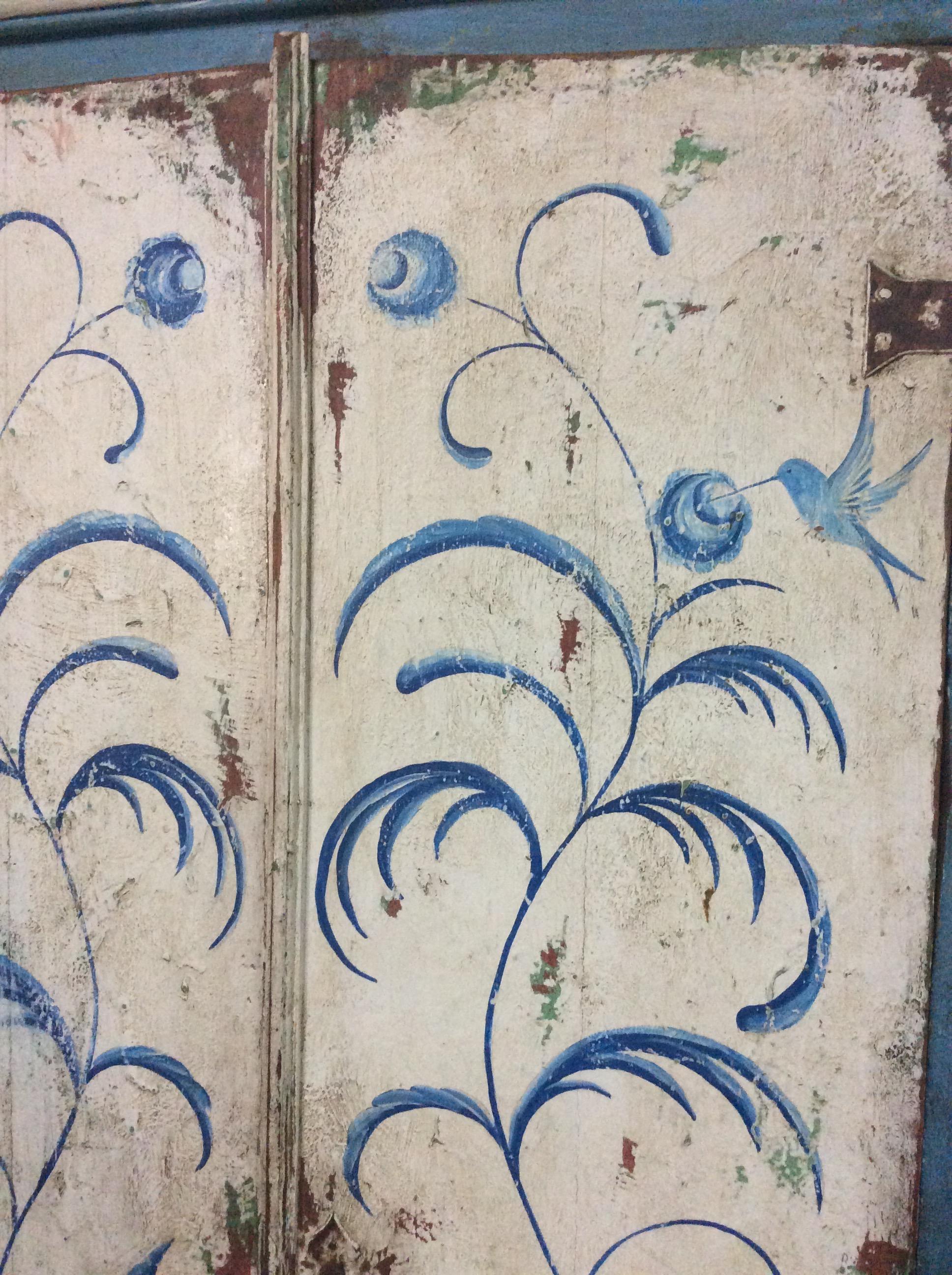 Late 19th Century Rare 19th Century Brazilian Painted Armoire Cabinet Cupboard For Sale