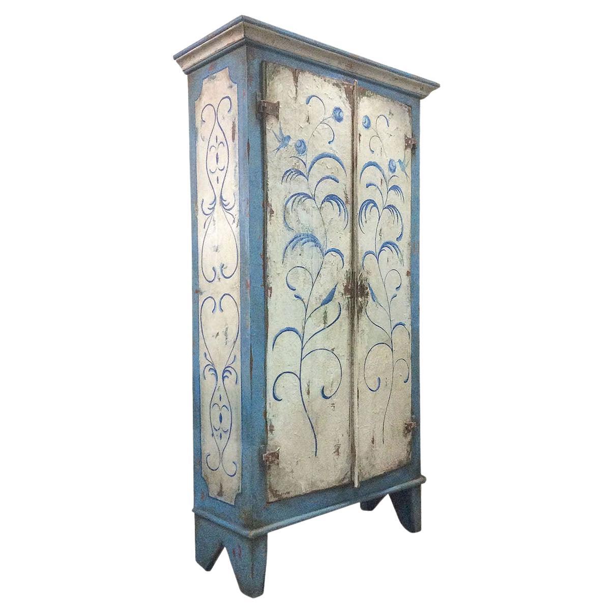 Rare 19th Century Brazilian Painted Armoire Cabinet Cupboard For Sale